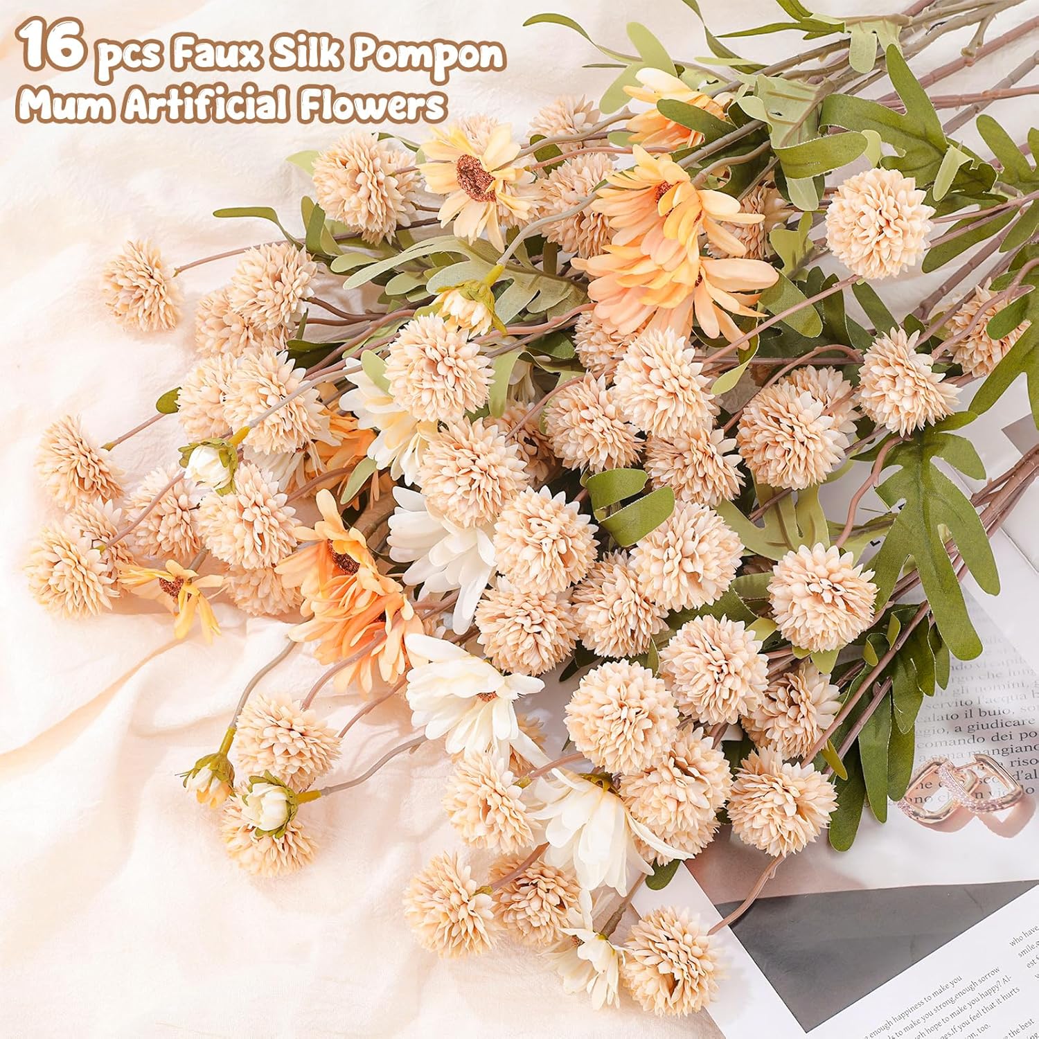 16 Pcs Realistic Dandelion and Chrysanthemum Stems for Wedding Centerpieces