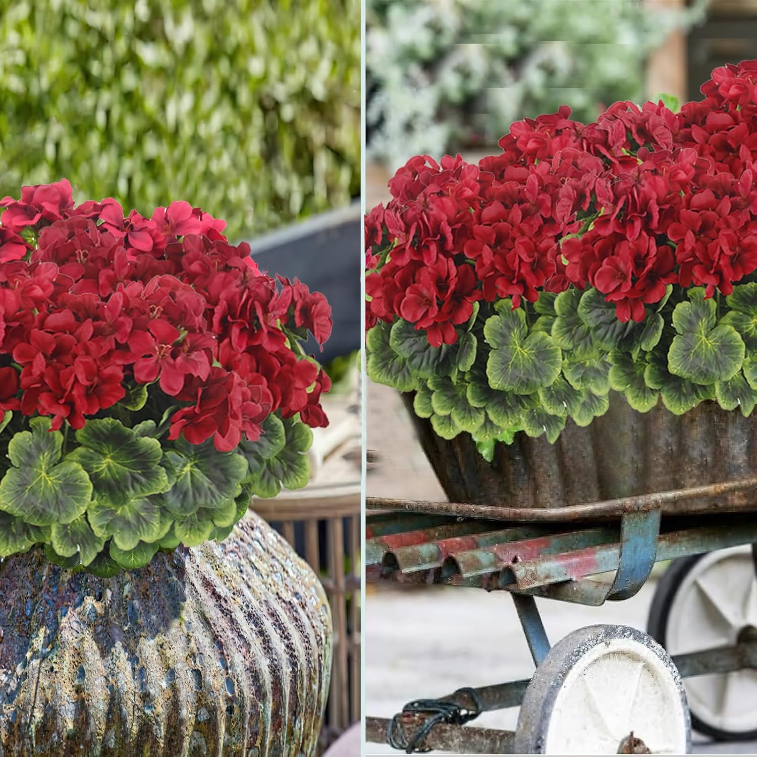 2 Pcs Artificial Geraniums for Outdoor Decor