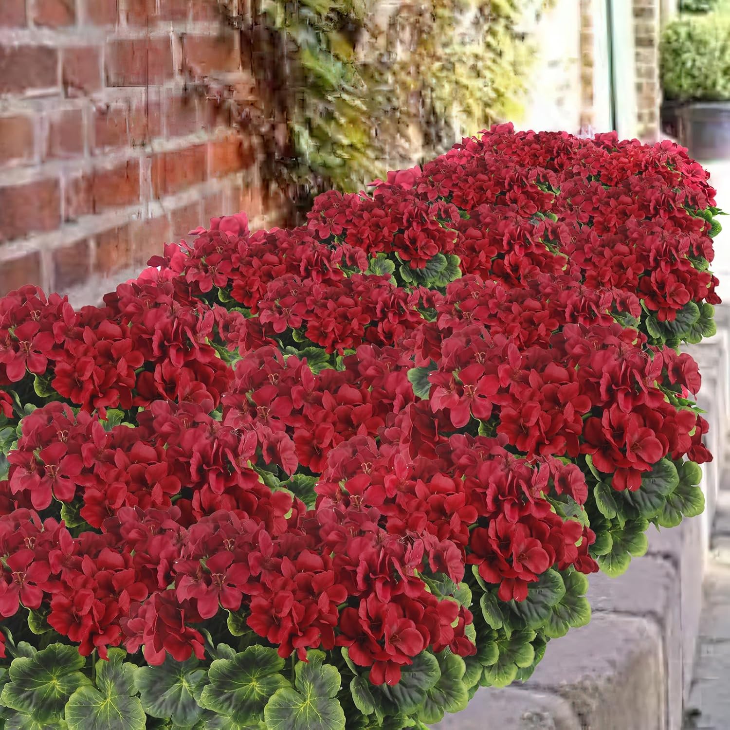2 Pcs Artificial Geraniums for Outdoor Decor