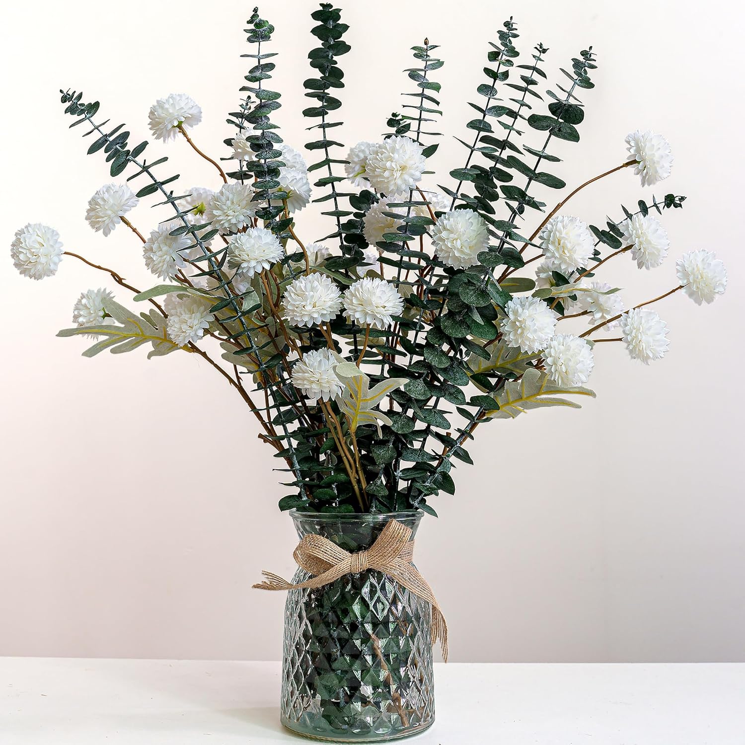 Luxury Faux Flowers in Vase - Realistic Peonies Floral Stems