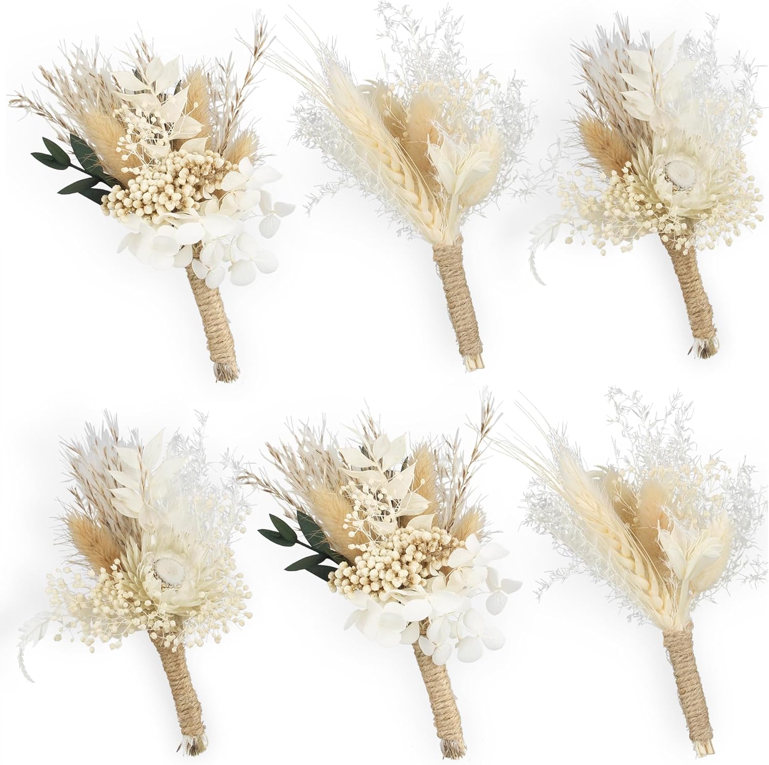 Rinlong Assorted Dried Flower Boutonnieres 6 Pcs