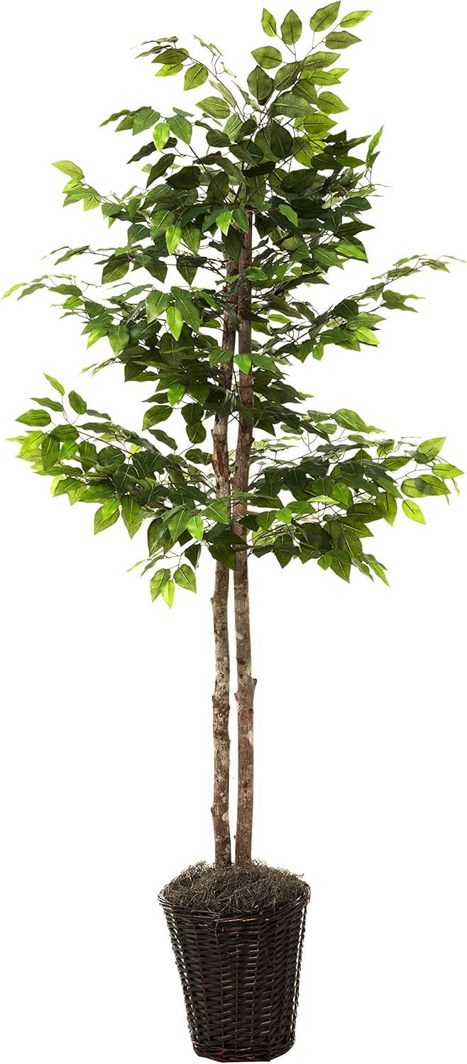 Vickerman 6-Foot Artificial Ficus Tree in Brown Rattan Basket