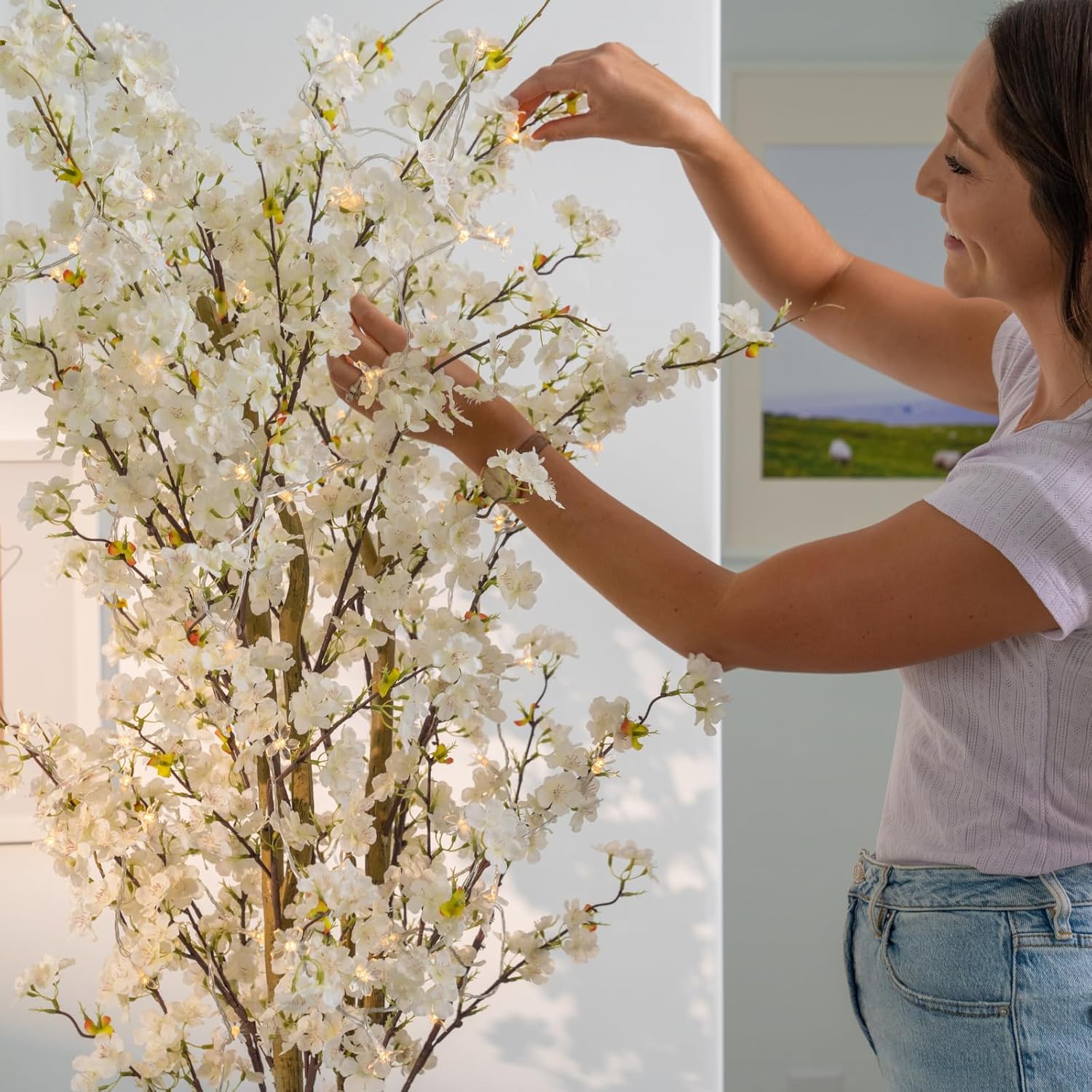6ft Light Up Cherry Blossom Tree with Plant Basket