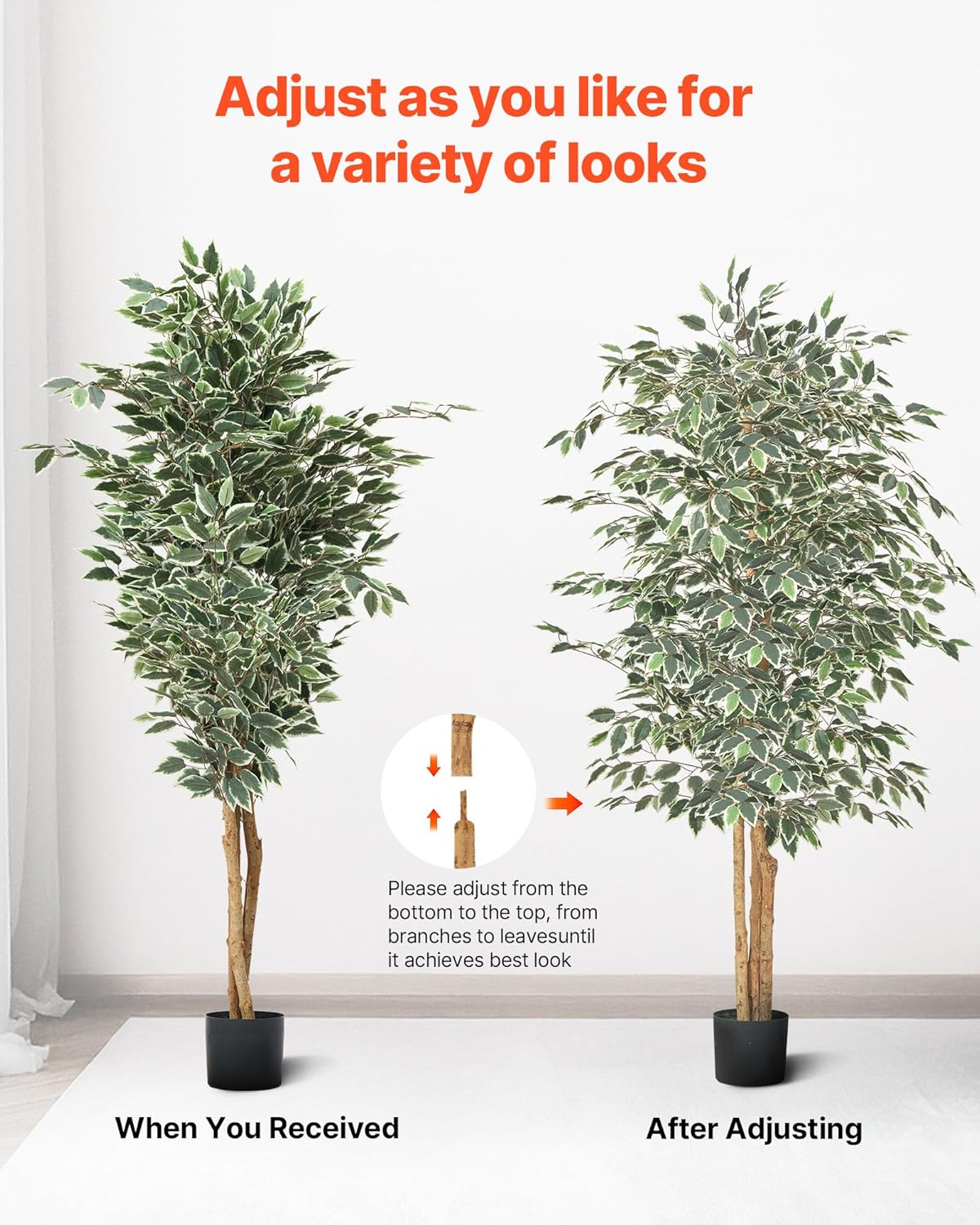 VEVOR 6FT Artificial Ficus Tree with Black Pot