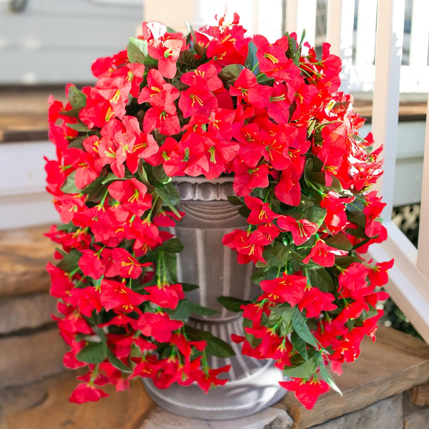 HyeFlora Artificial Bougainvillea Hanging Flowers Red 2pcs