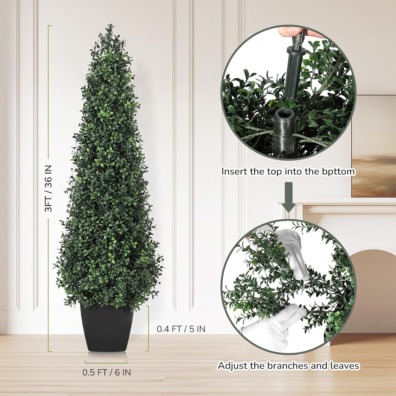 Coucheta 3FT Artificial Boxwood Topiary Trees 2Pack