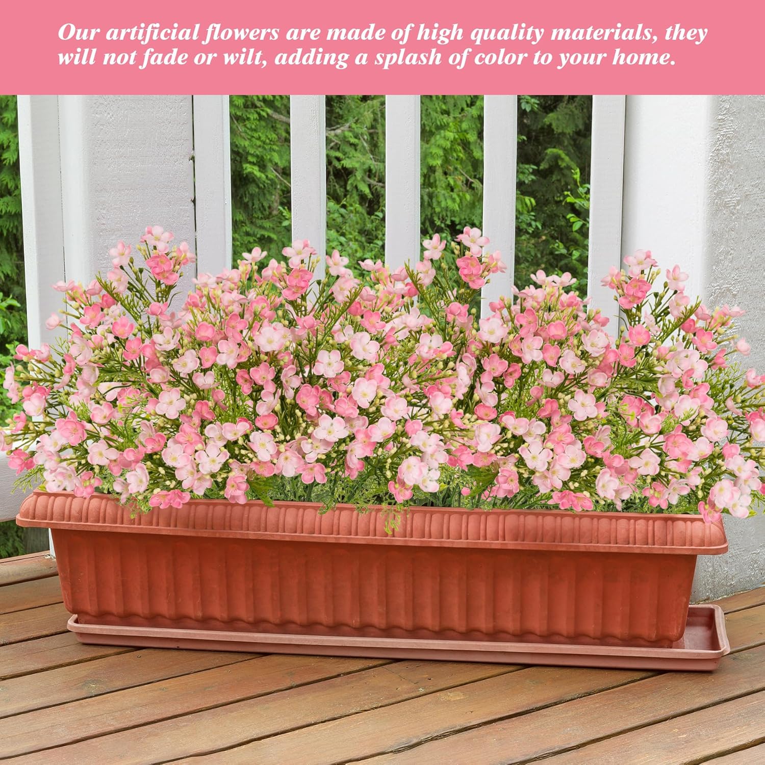 UV Resistant Plastic Hydrangea Flowers 4pcs Pink