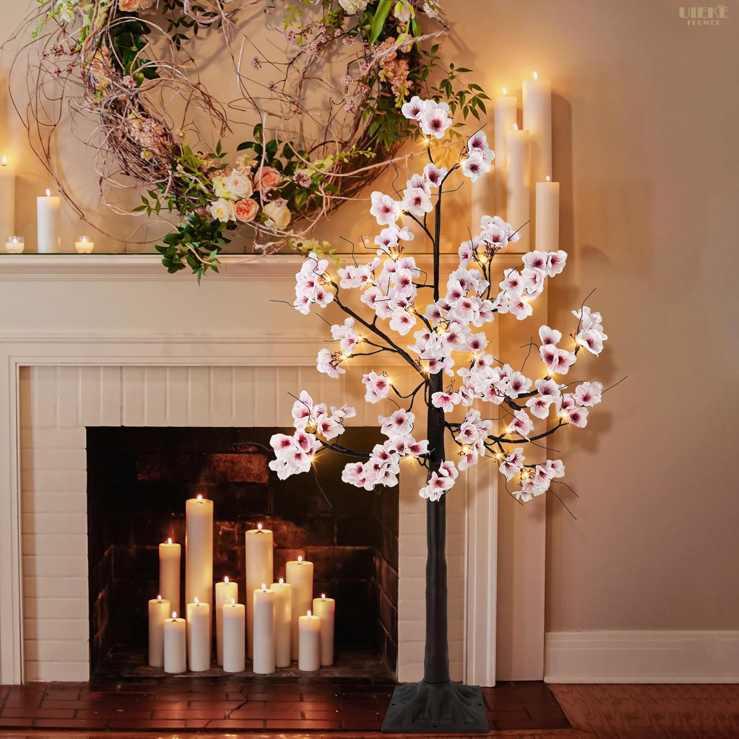 Uieke 4FT Cherry Blossom Tree with 48 Lights