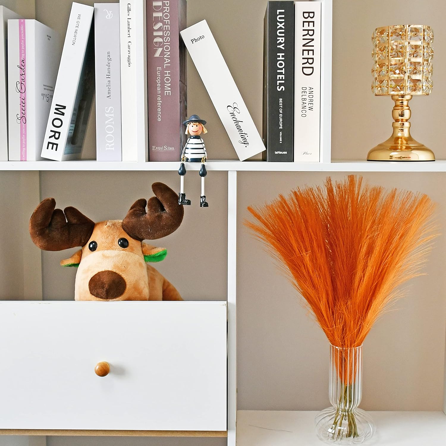 Mandys Orange Silk Pampas Grass Bouquet 20 Stems