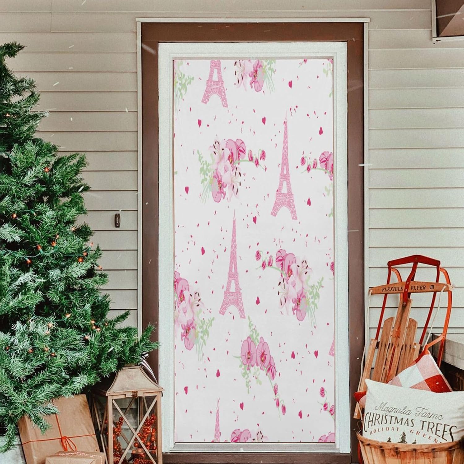 Susiyo Romantic Paris Pink Halloween Door Cover