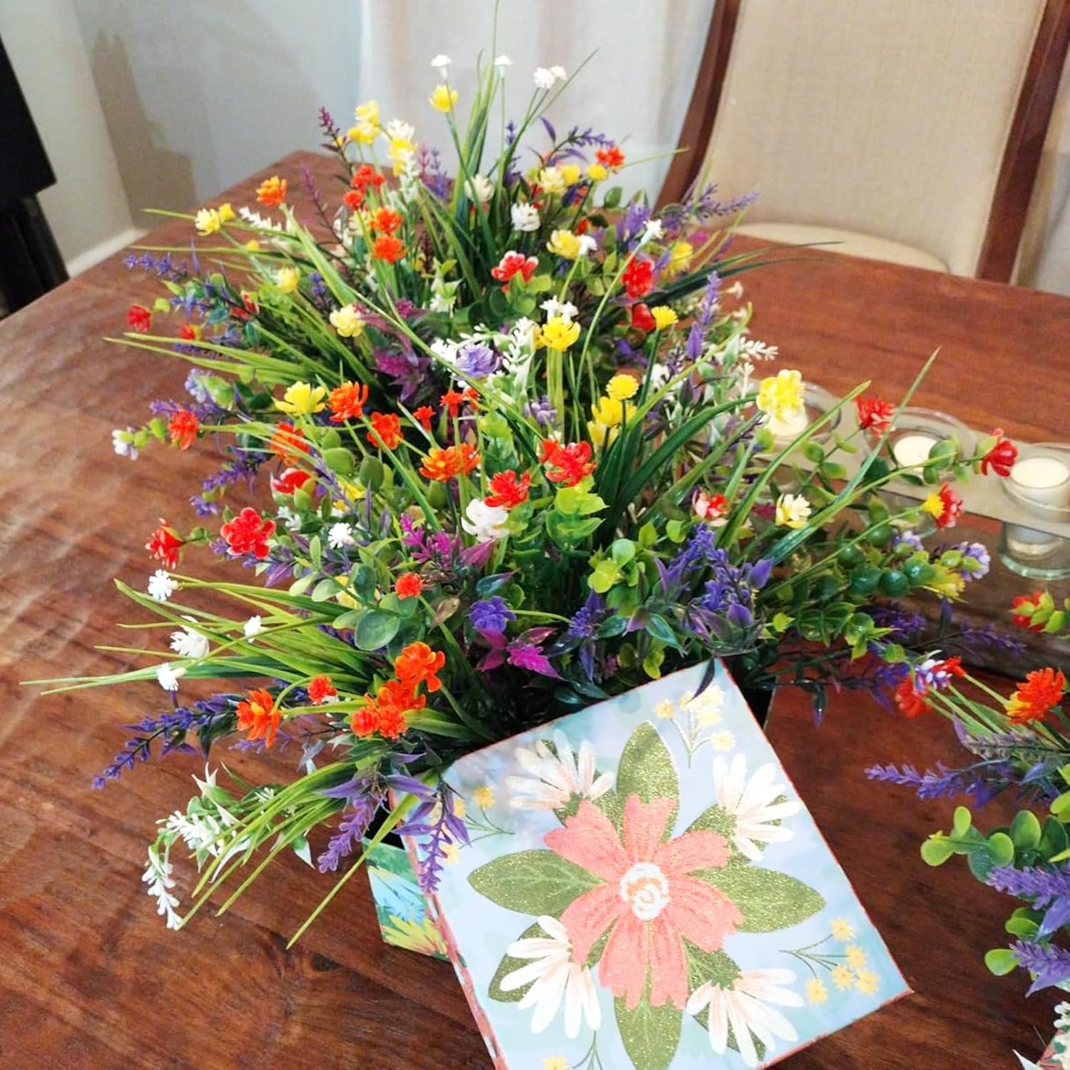 Yastouay 27 Bundle Artificial Flowers for Outdoor Decoration