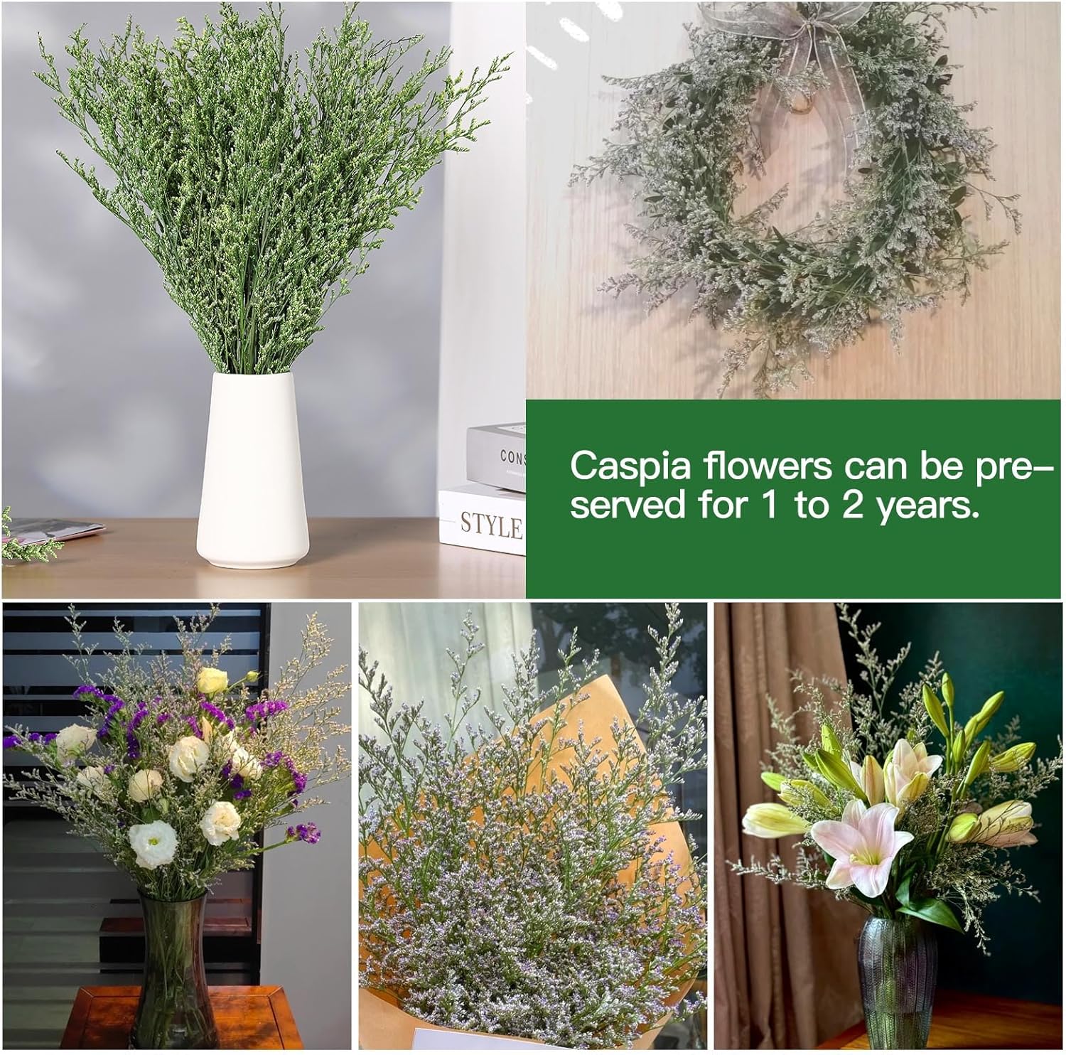 Natural Dried Flowers Bouquet 17 Lavender Babys Breath Wedding Decor