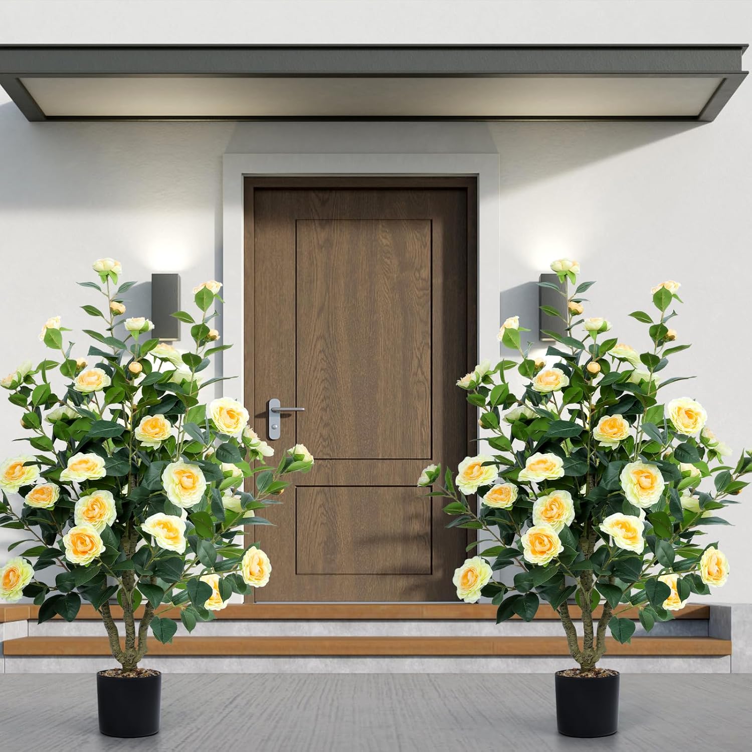 Artificial Camellia Tree 2 Pack 42 Inch Faux Floral Plants