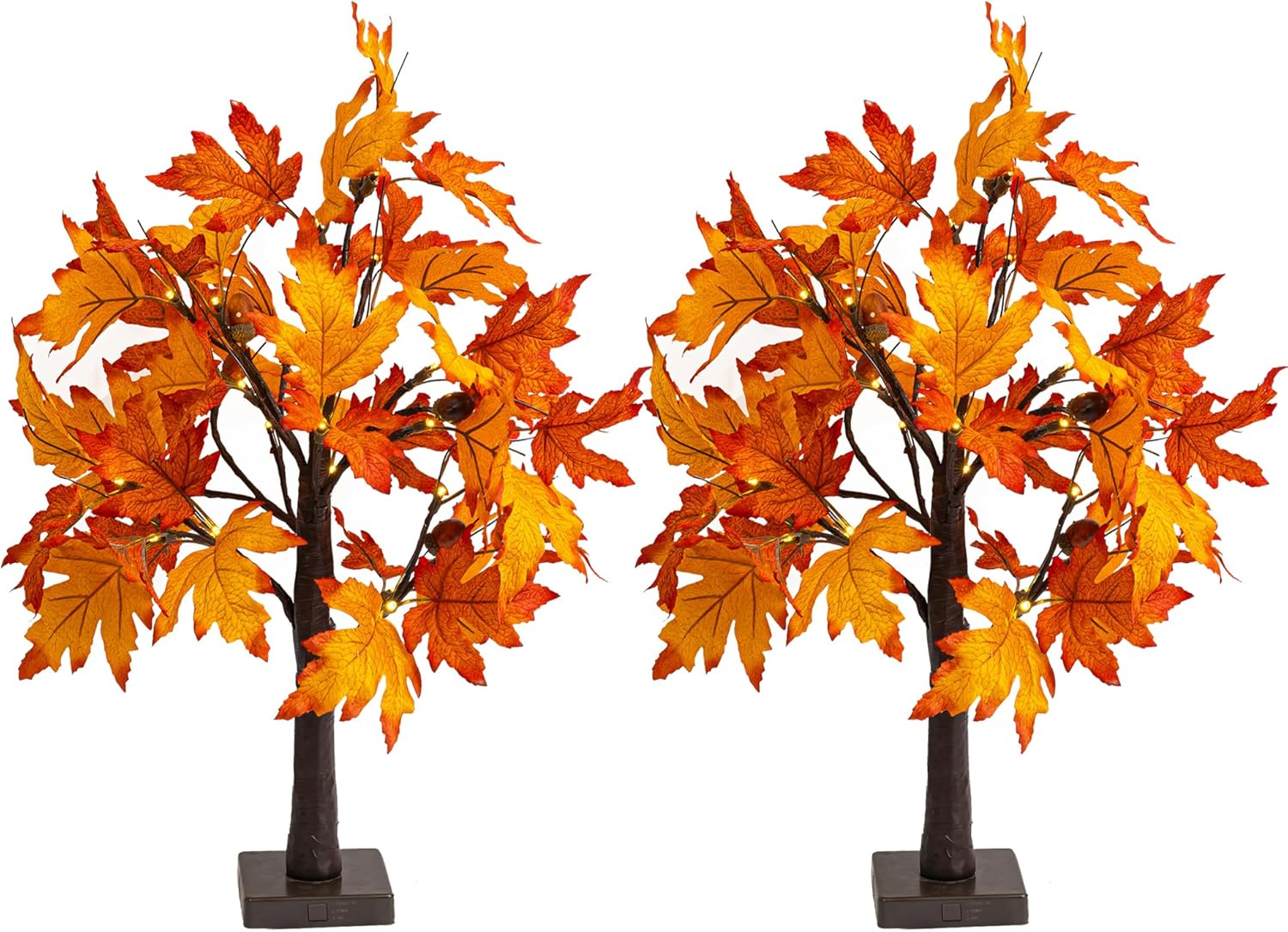 Dazzle Bright 2 Pack 24 Inch Lighted Maple Tree Decorations