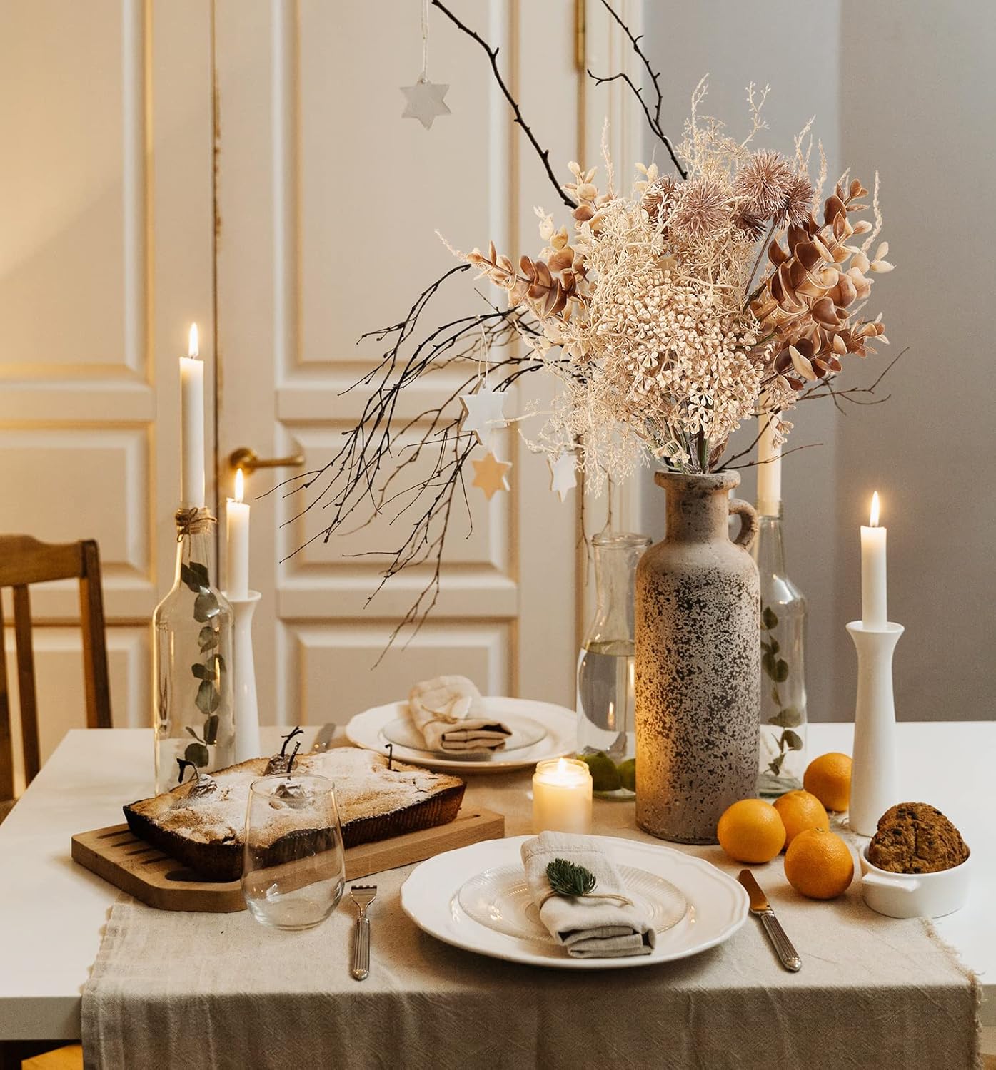 Beige Silk Artificial Flowers for Vase Home Decor