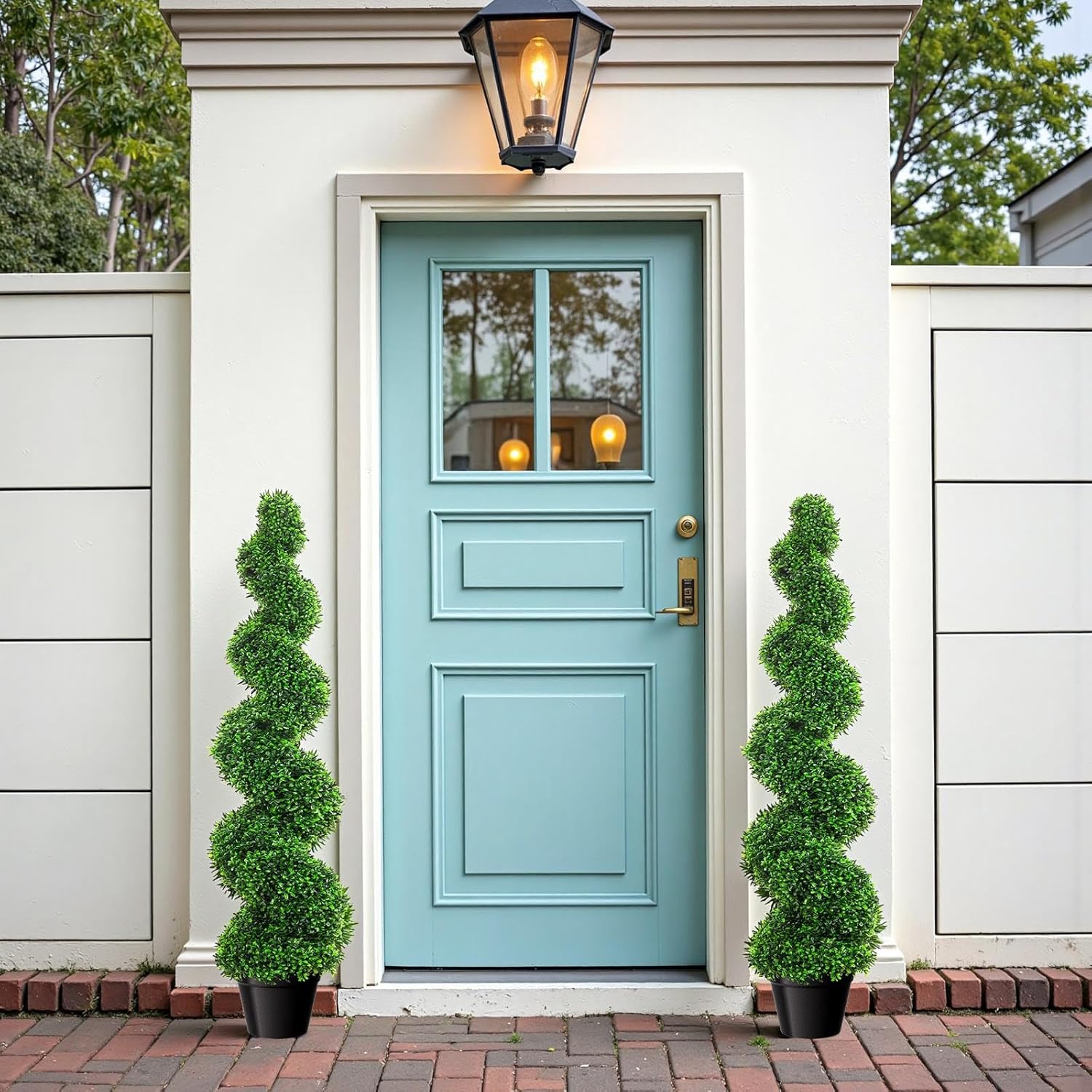 5 Foot Artificial Boxwood Spiral Topiary Tree with Replaceable Leaves