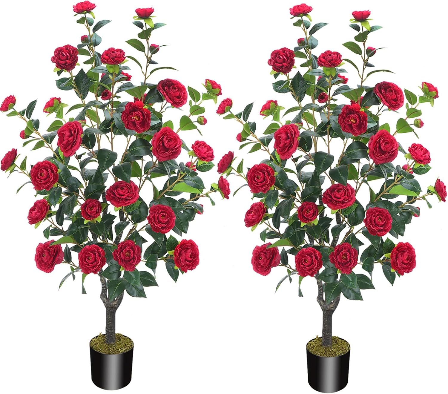 36FT Artificial Camellia Tree with 32 Red Flowers