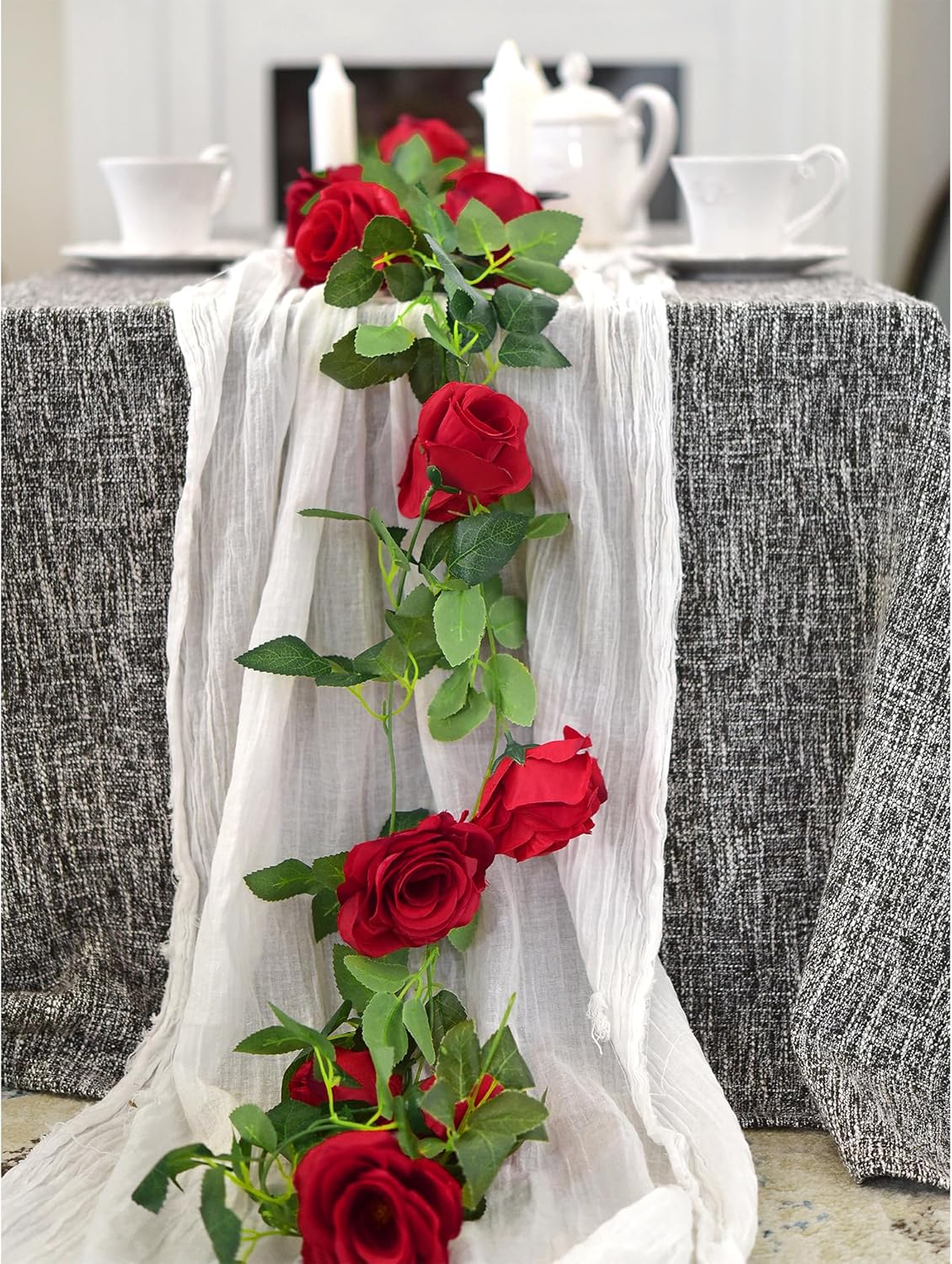 FiveSeasonStuff 29 Ft Rose Silk Garland Set for Wedding and Garden