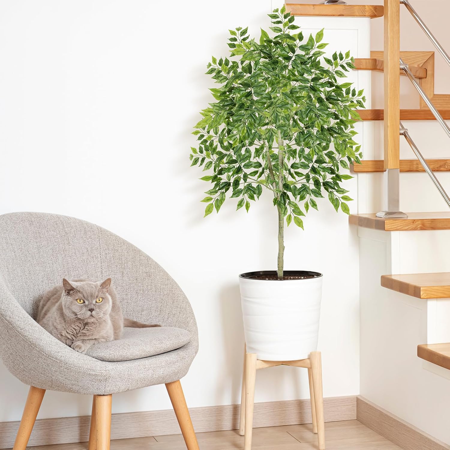 PINPON 6FT Artificial Ficus Tree for Home Decor