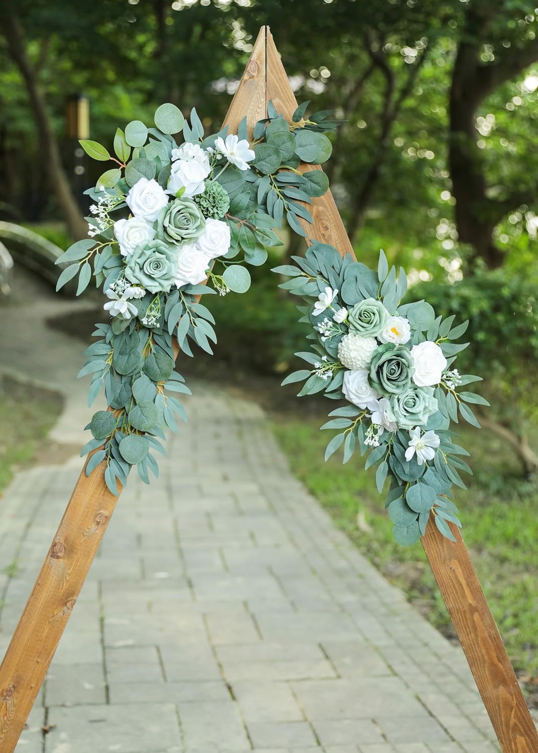 Udoula Artificial Sage Green Wedding Arch Flowers Swags Set of 2