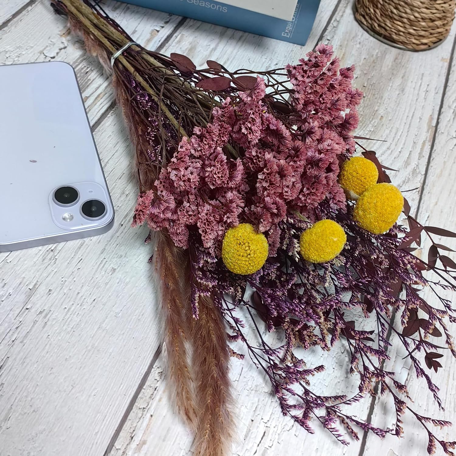 LBREVOGA Dried Flower Bouquet - Purple 15 Inches