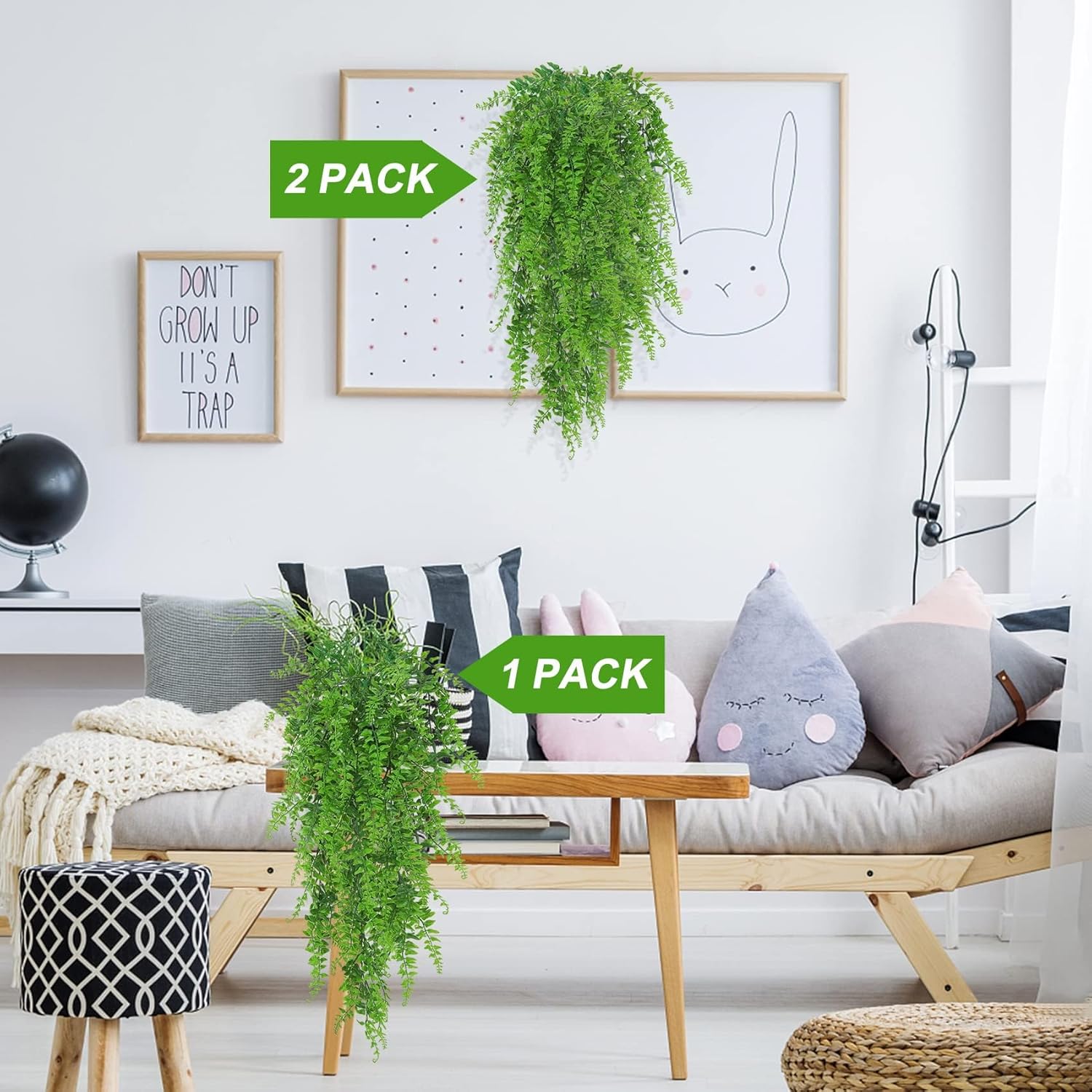 Huryfox Artificial Hanging Plants Fern Vine