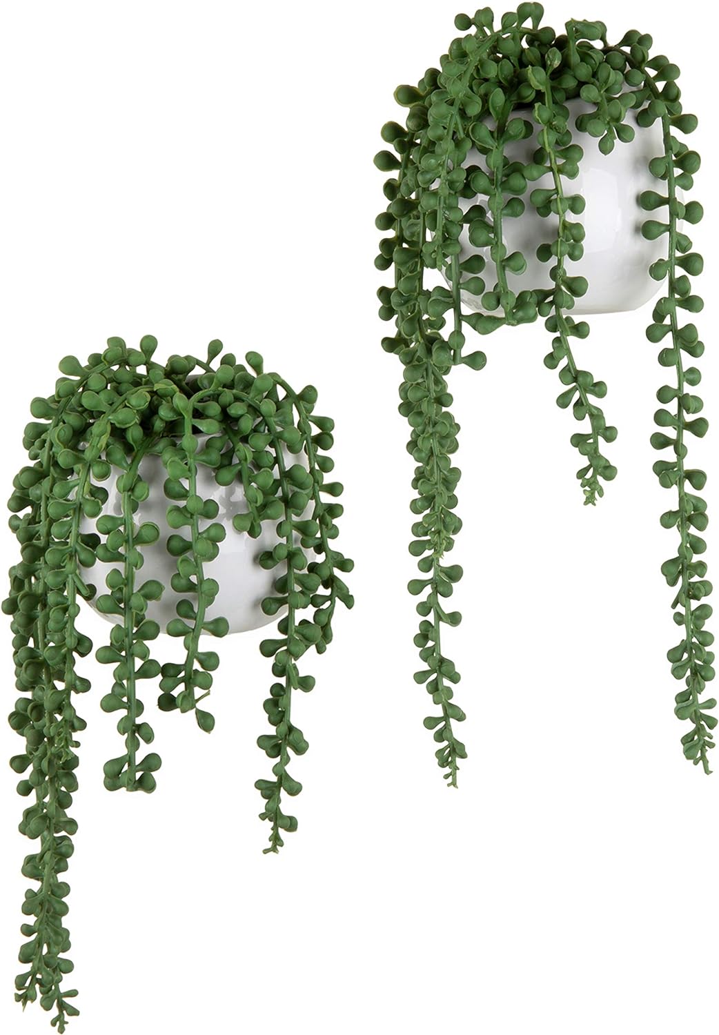MyGift Artificial String of Pearls Wall Hanging Plant Set of 2