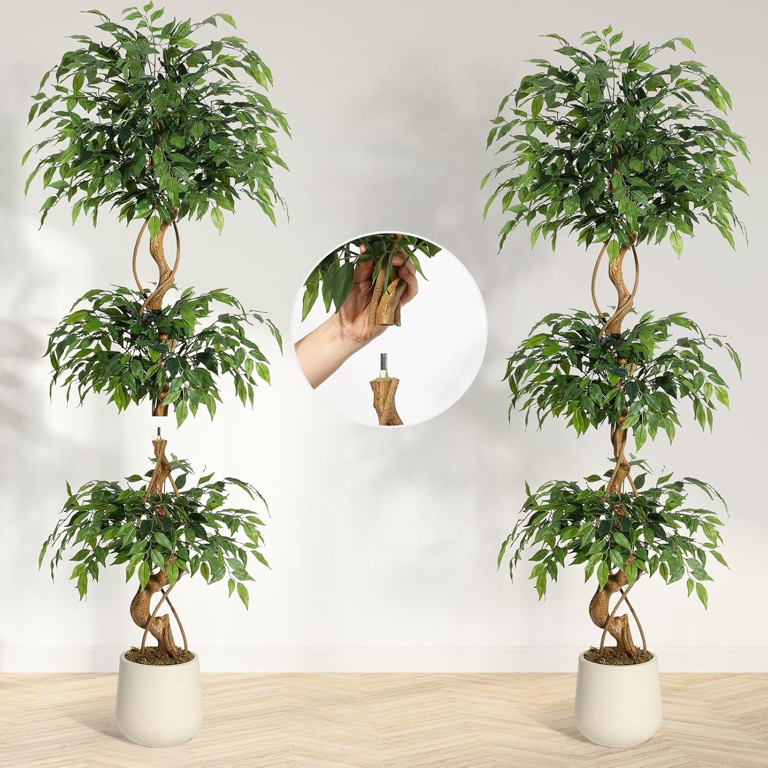 GarveeHome 6 Feet Ficus Artificial Tree with Curved Trunk