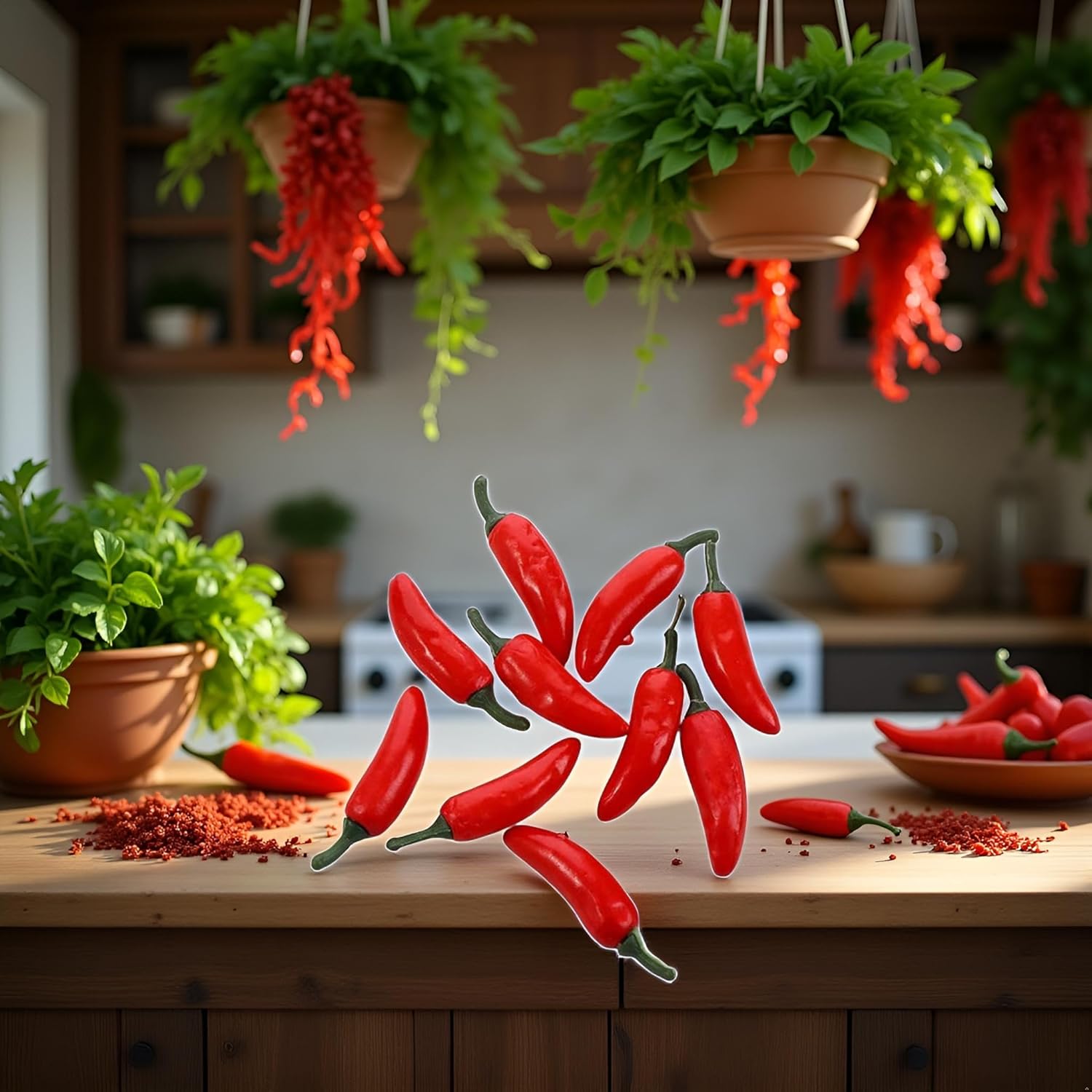 BWESOO 10Pcs Red Plastic Chili Peppers for Home Decoration