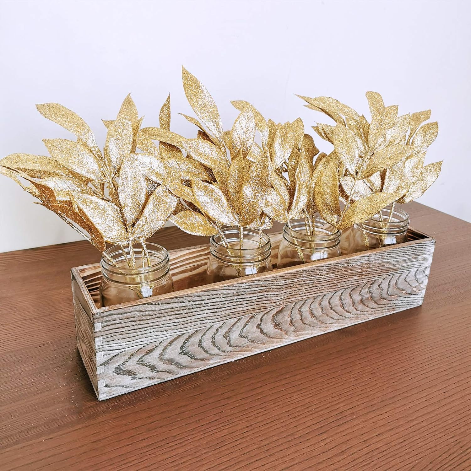 20 Pieces Gold Glitter Artificial Leaf Spray Picks 12 Inch Tall