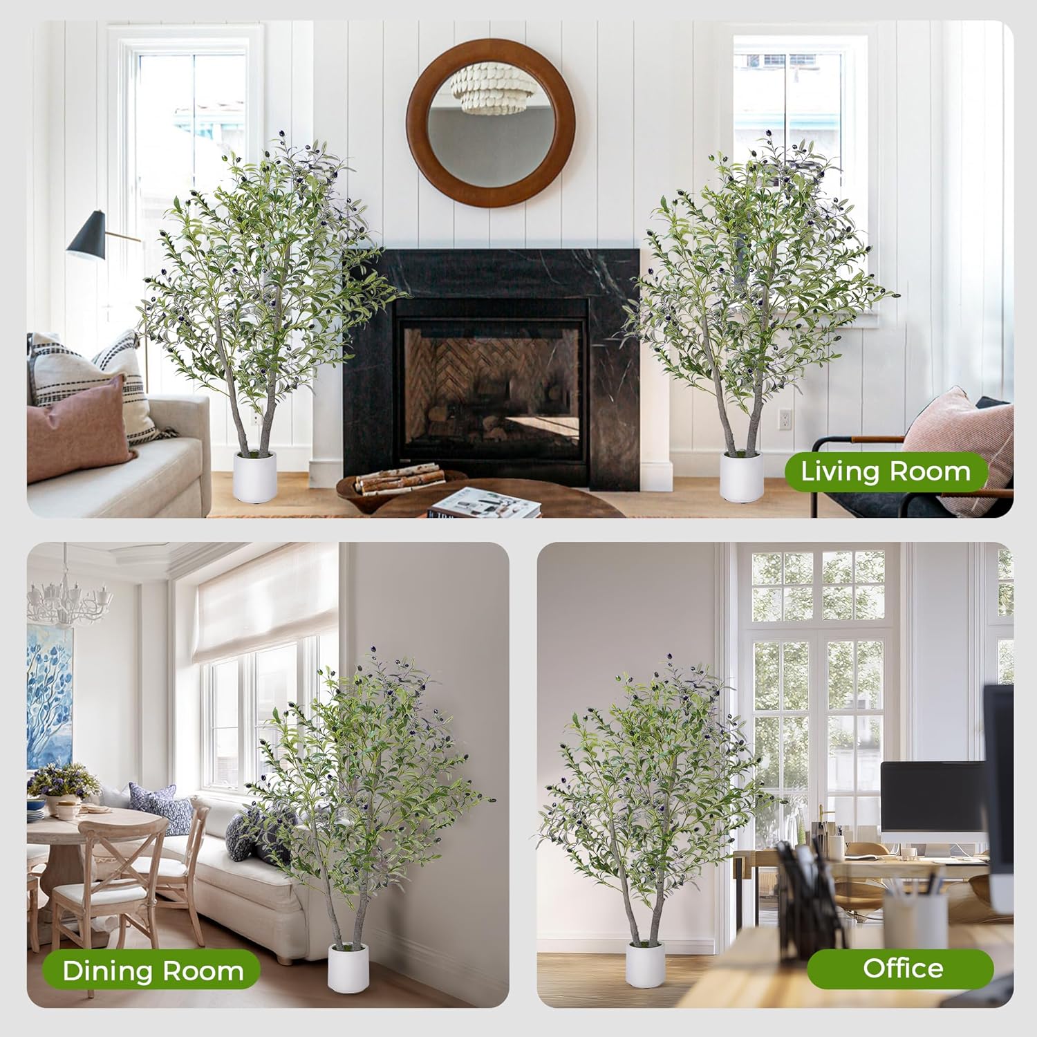 5FT Artificial Olive Tree with White Planter and Realistic Fruits
