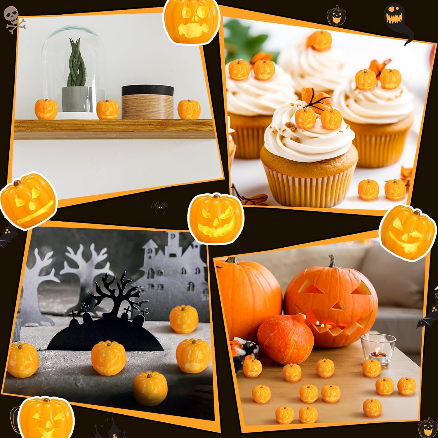 50 Pcs Mini Resin Pumpkins Halloween Decor Favors Gifts