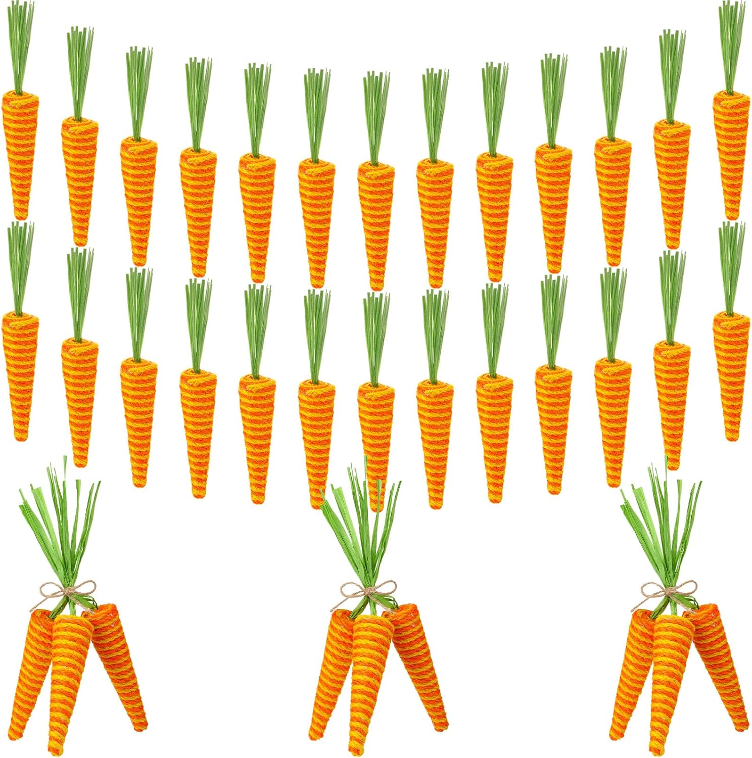 20 Pcs Easter Carrots Decor Sisal Fiber Garland
