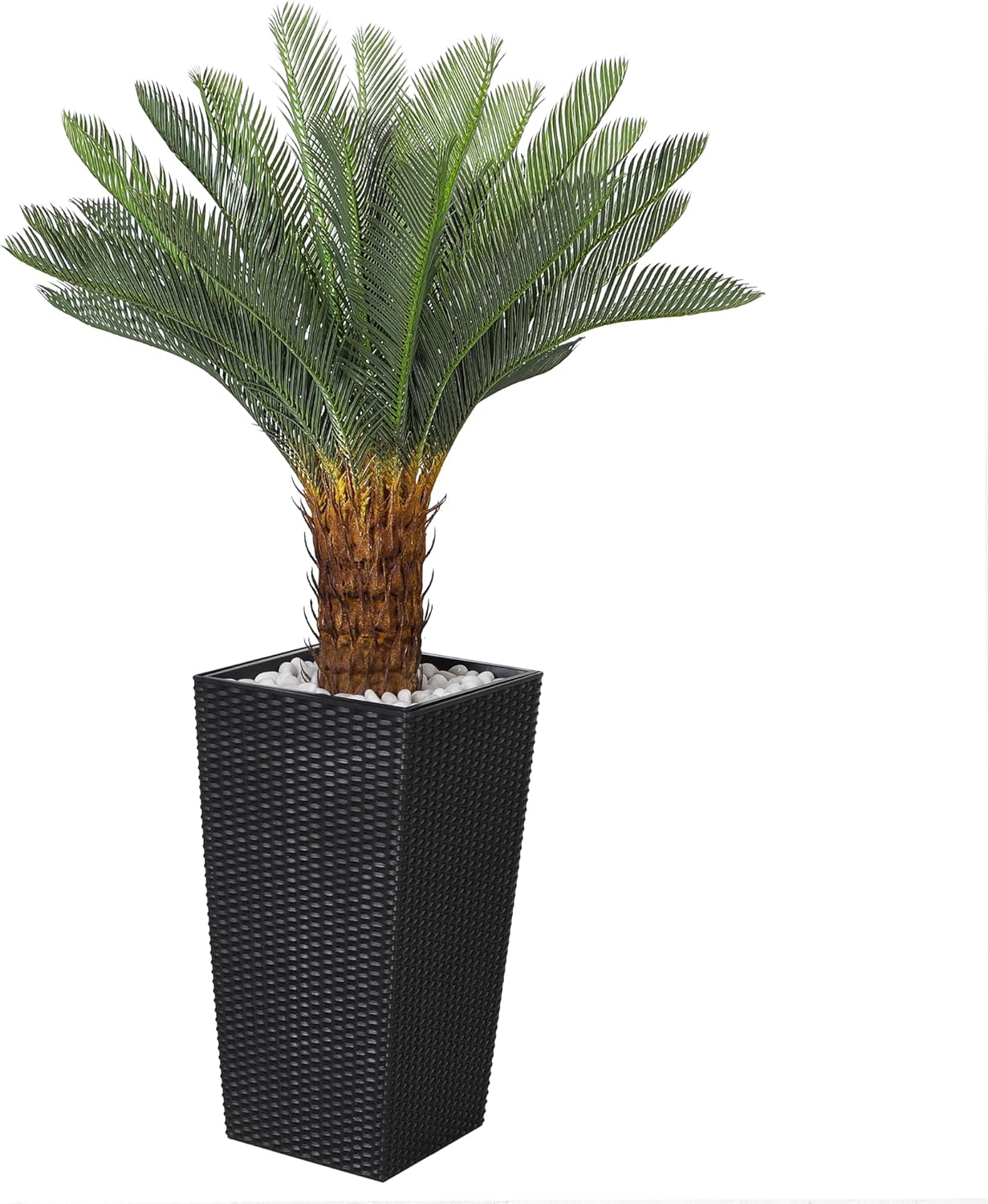Jocoevol 4FT Artificial Cycas Tree with Planter and Decorative Rocks