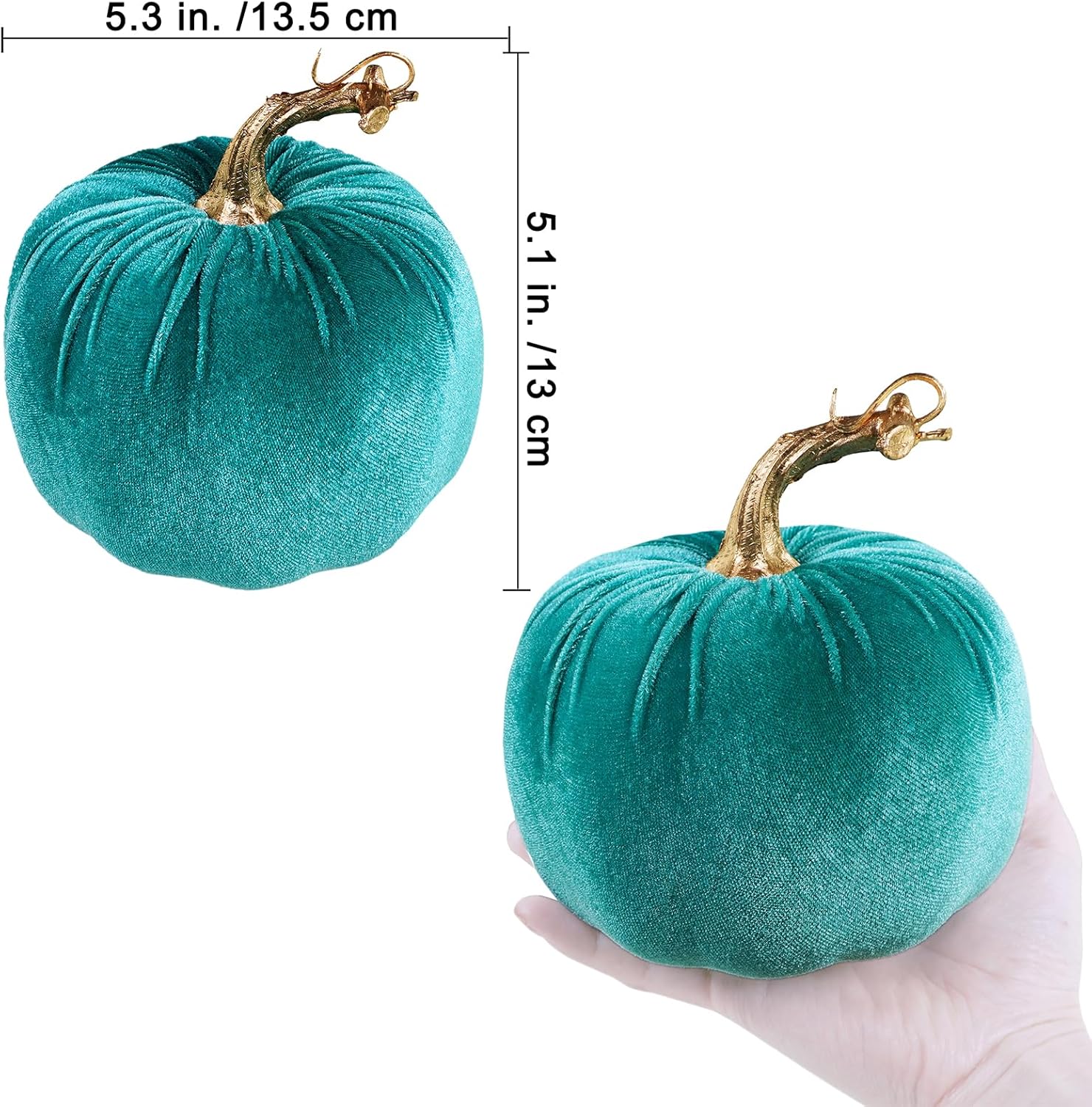 Winlyn 4 Pcs Assorted Velvet Pumpkins Decor