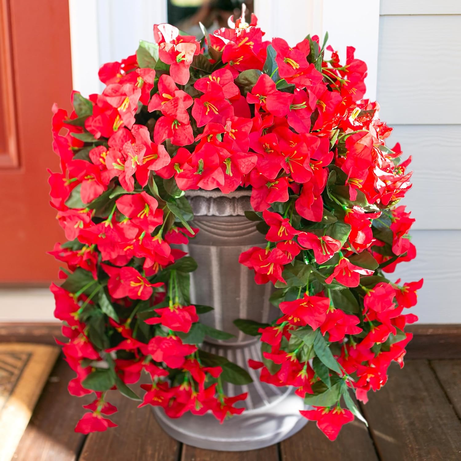 HyeFlora Artificial Bougainvillea Hanging Flowers Red 2pcs