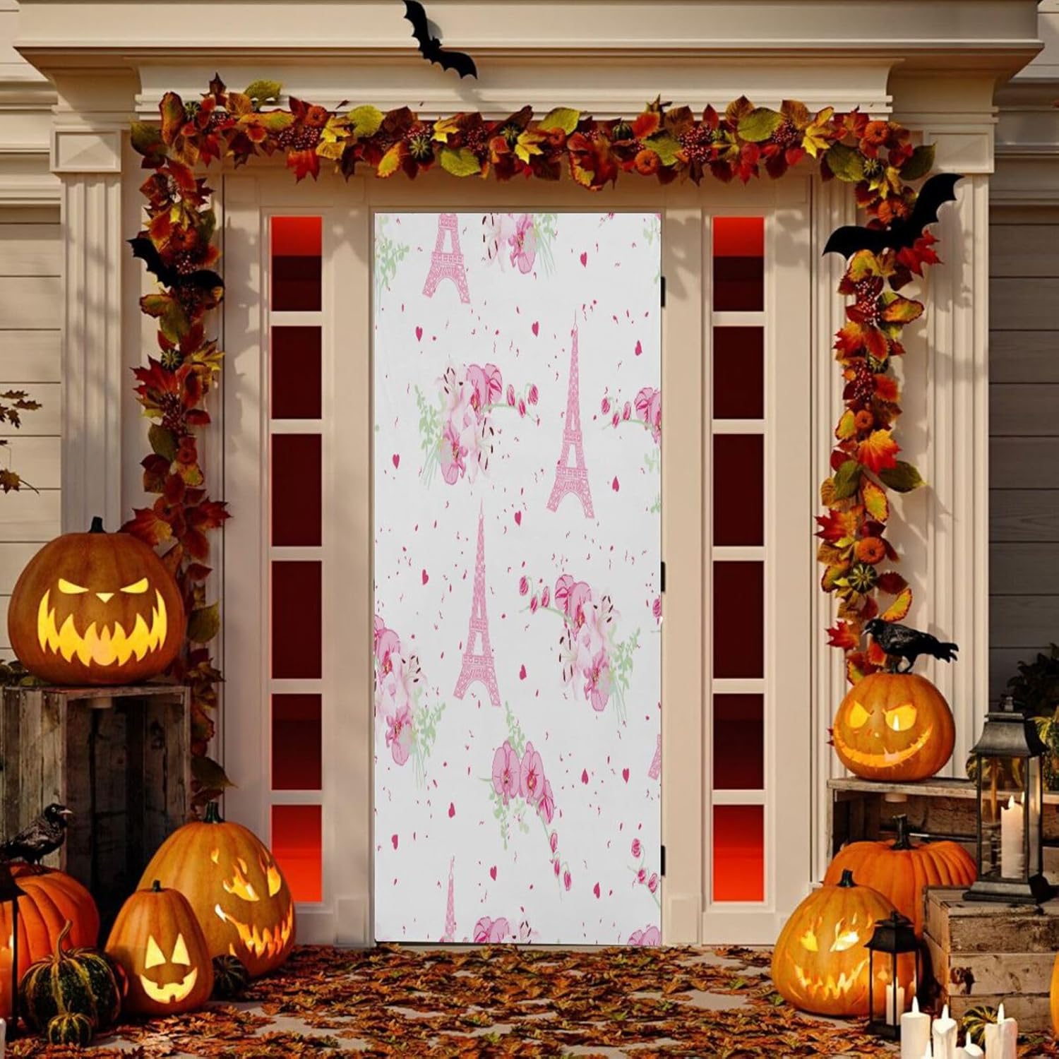 Susiyo Romantic Paris Pink Halloween Door Cover