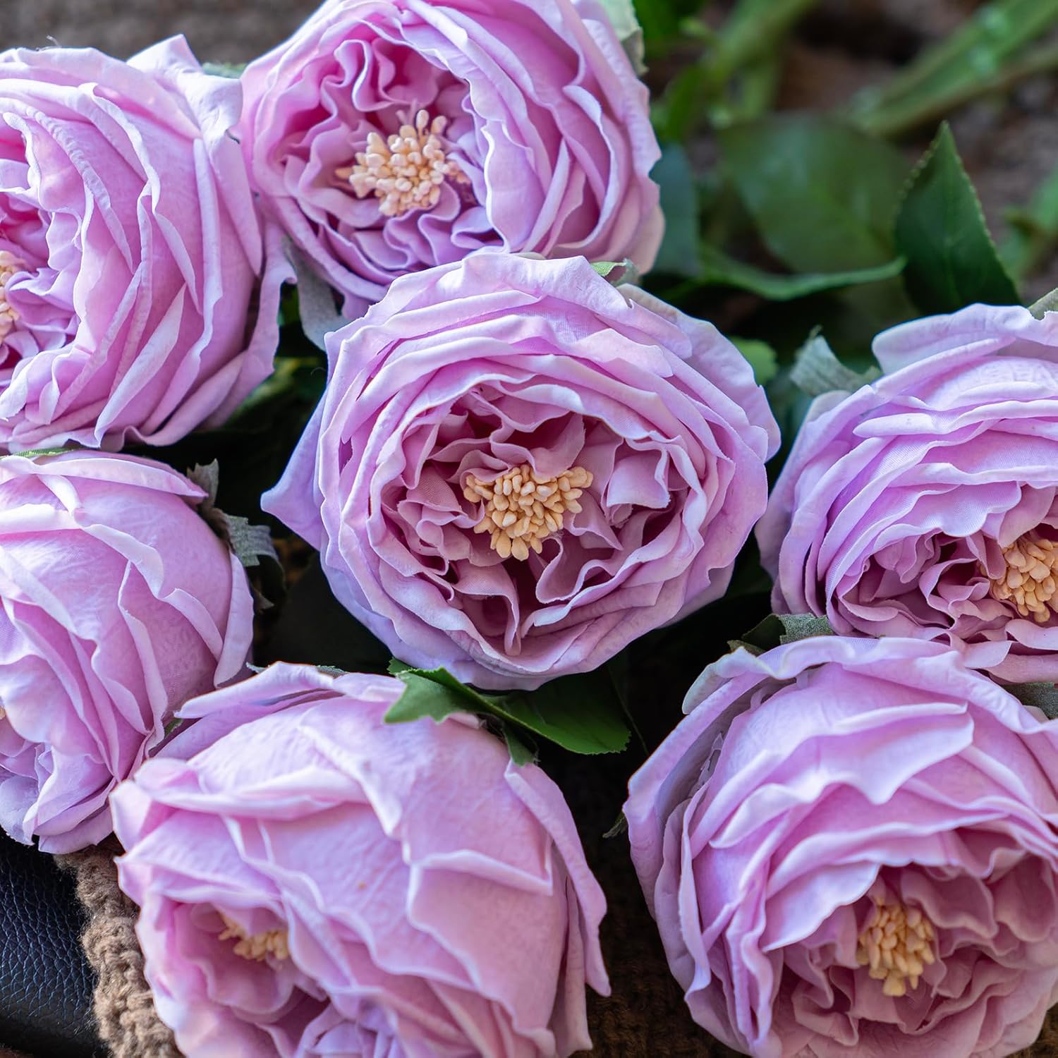 Vivid Pink Roses Peonies Artificial Flowers 4pcs