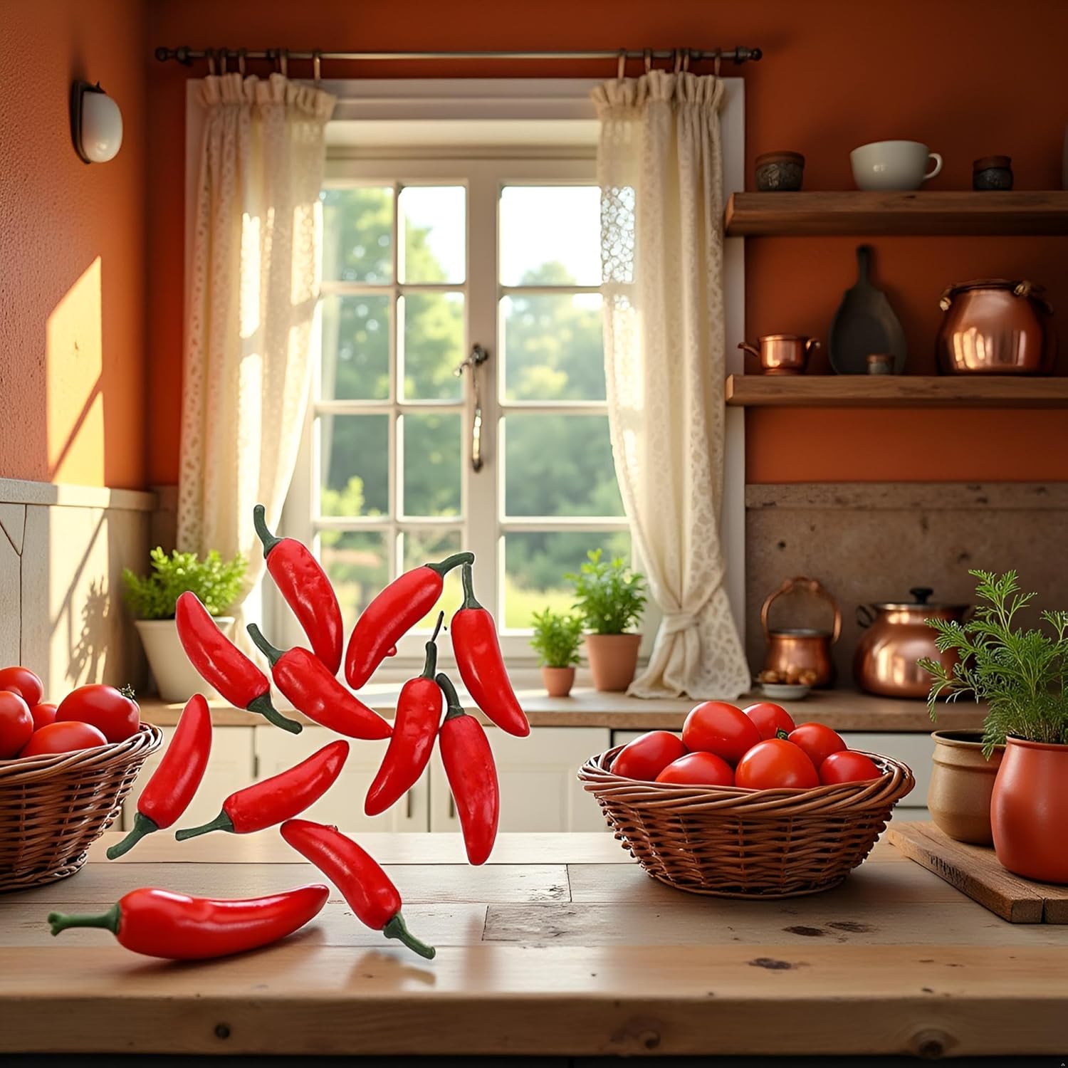 BWESOO 10Pcs Red Plastic Chili Peppers for Home Decoration