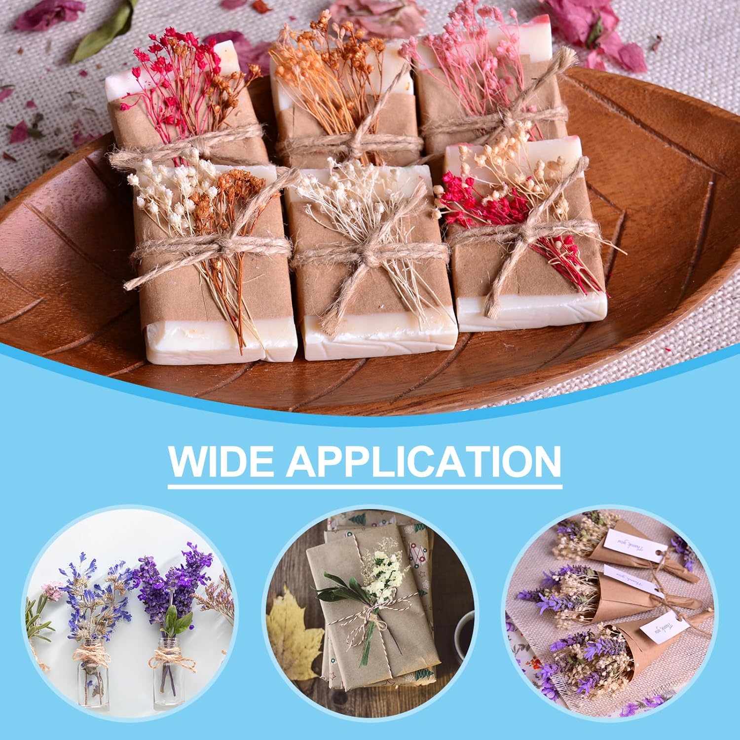 PATIKIL Mini Dried Flower Bouquet Pink Boho Decor