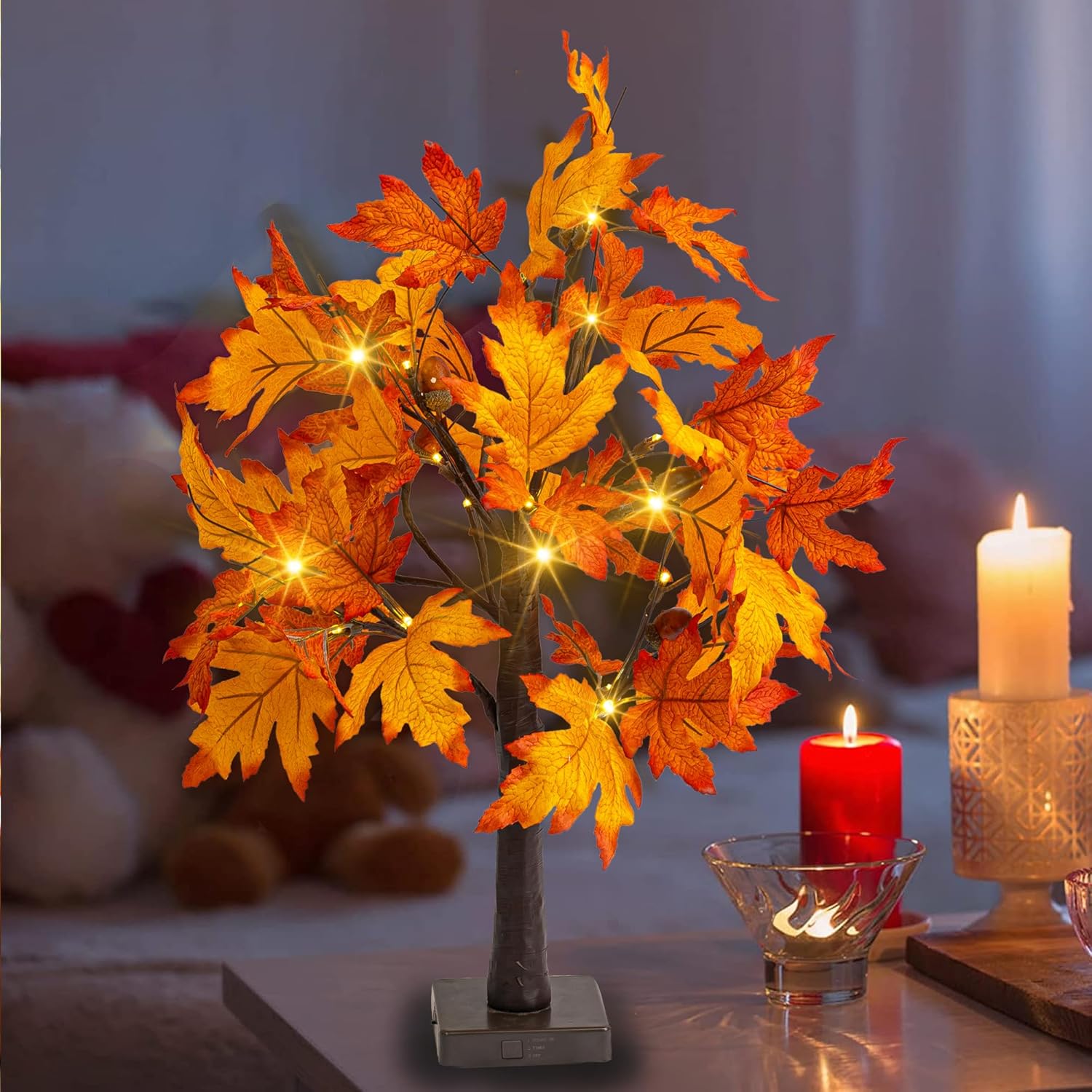 Dazzle Bright 2 Pack 24 Inch Lighted Maple Tree Decorations