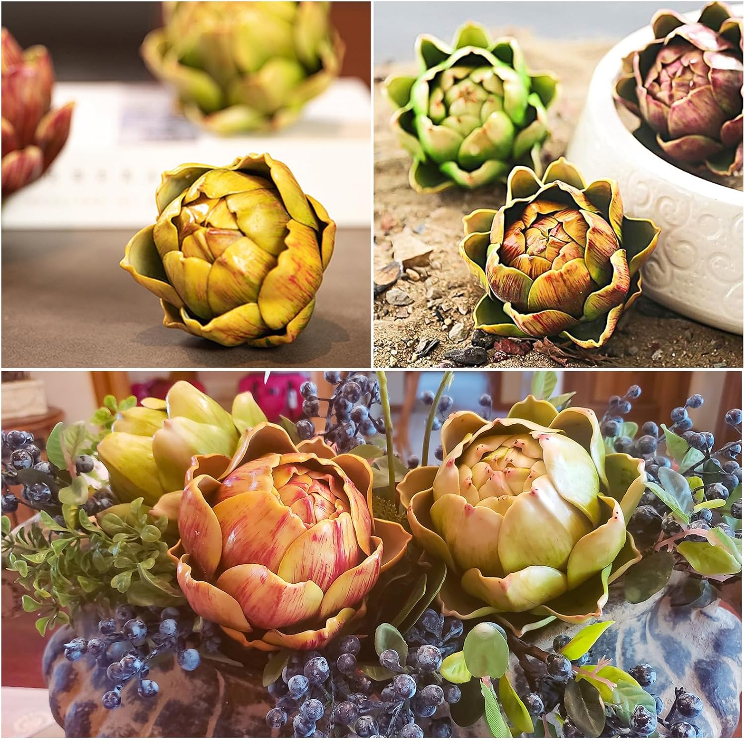 Artificial Artichoke Decor Yellow Large Plastic