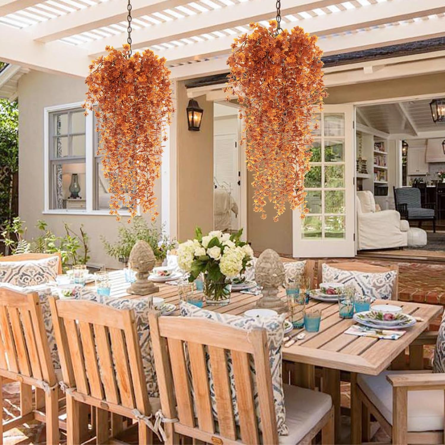 Fall Flower Artificial Hanging Plants Set of 3