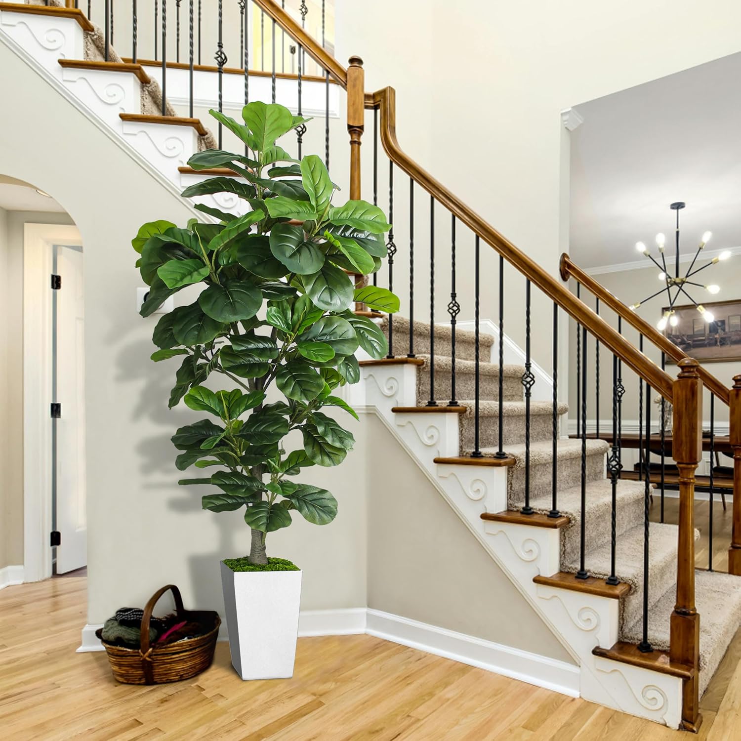 Artificial Fiddle Leaf Fig Tree 6ft with White Planter