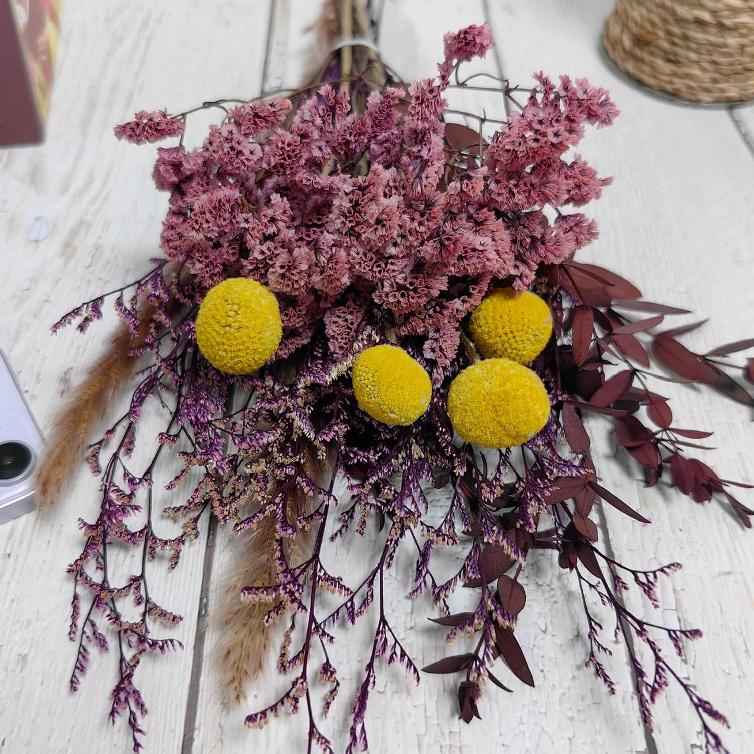LBREVOGA Dried Flower Bouquet - Purple 15 Inches