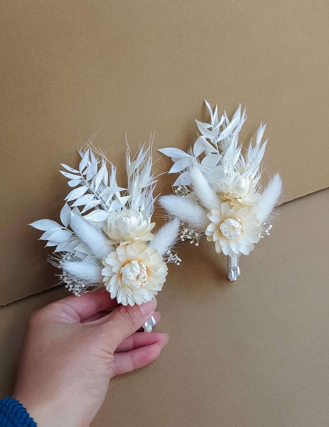 Dried Flowers Boutonniere Wedding 2 Piece Set for Groomsmen