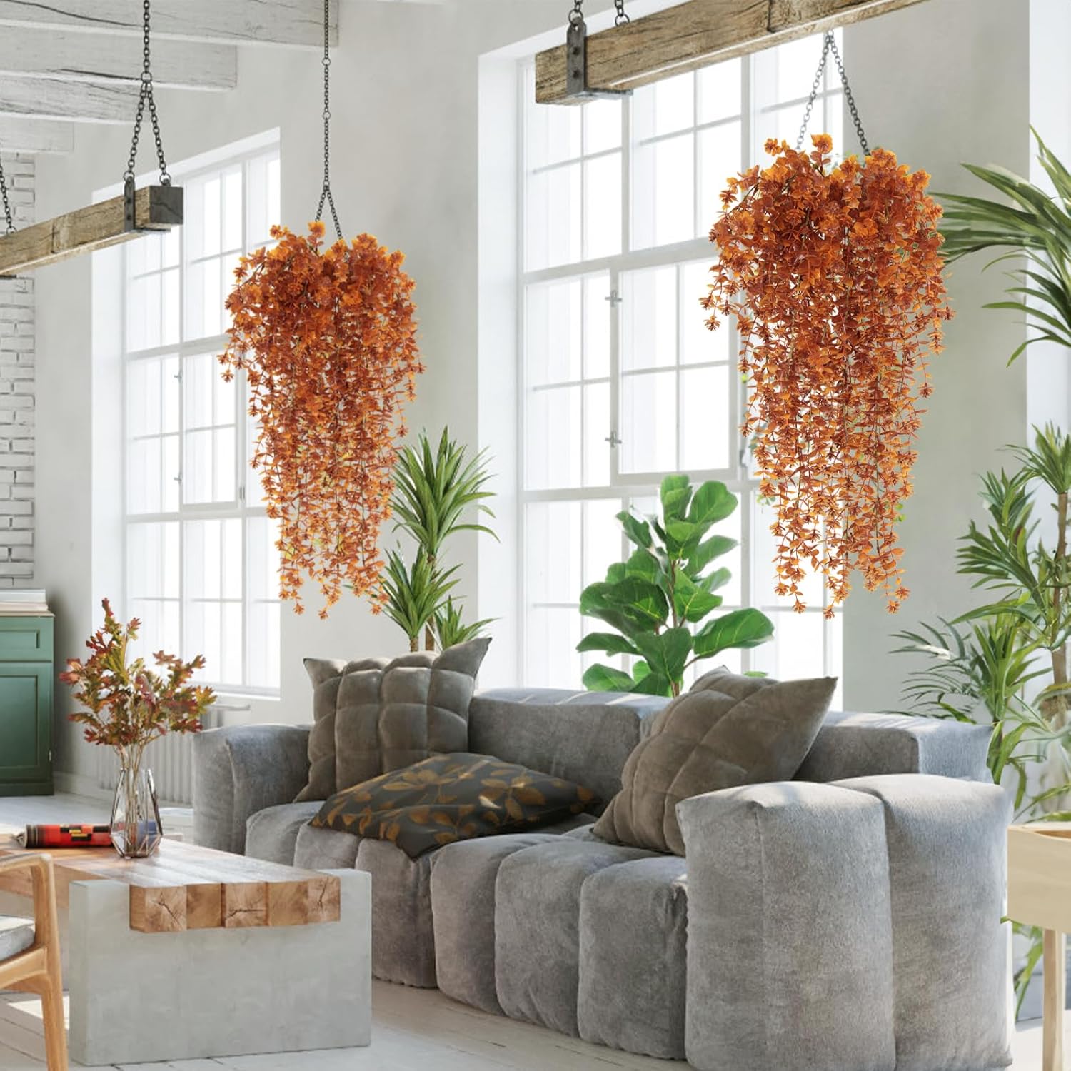 Fall Flower Artificial Hanging Plants Set of 3