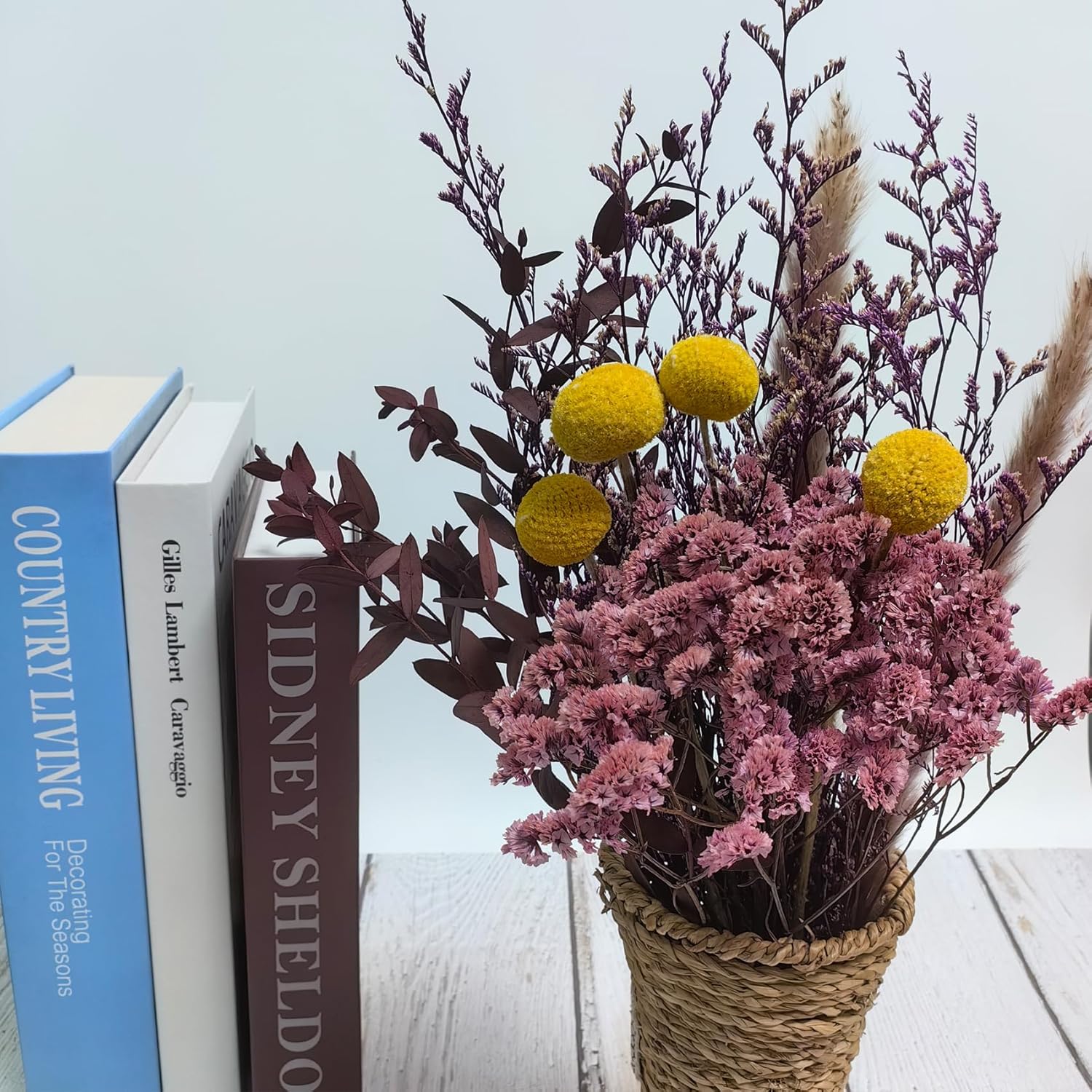 LBREVOGA Dried Flower Bouquet - Purple 15 Inches