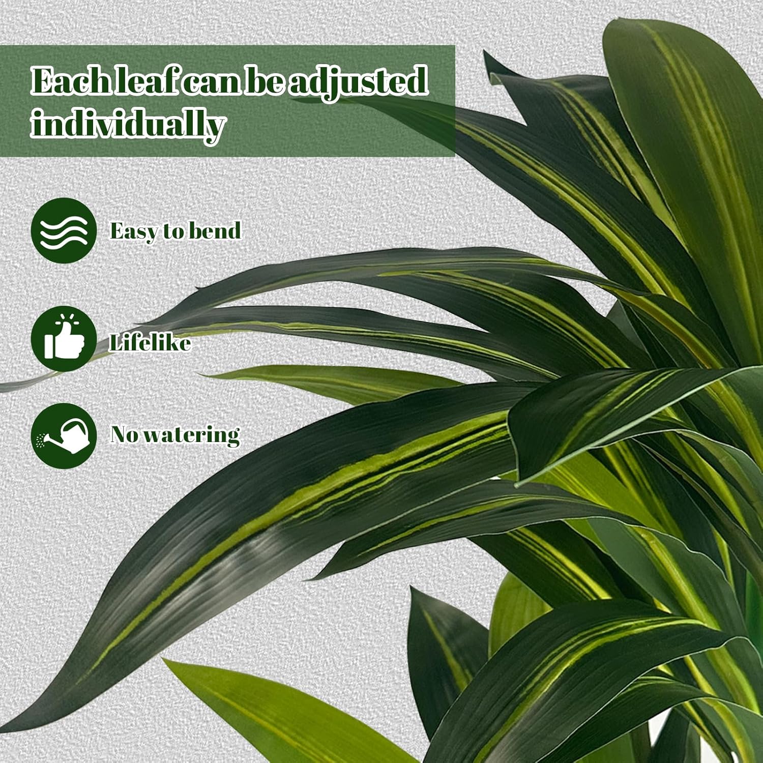 Realistic Artificial Dracaena Tree 5FT with White Planter
