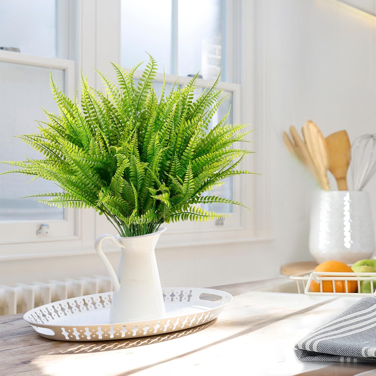 Sggvecsy 12 Bundles Artificial Boston Fern Plants Green Decor
